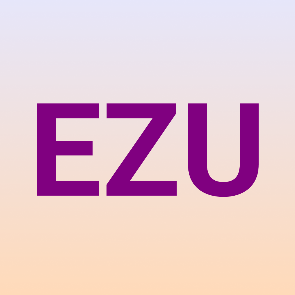 The word "EZU" written in bold purple letters on a gradient background.