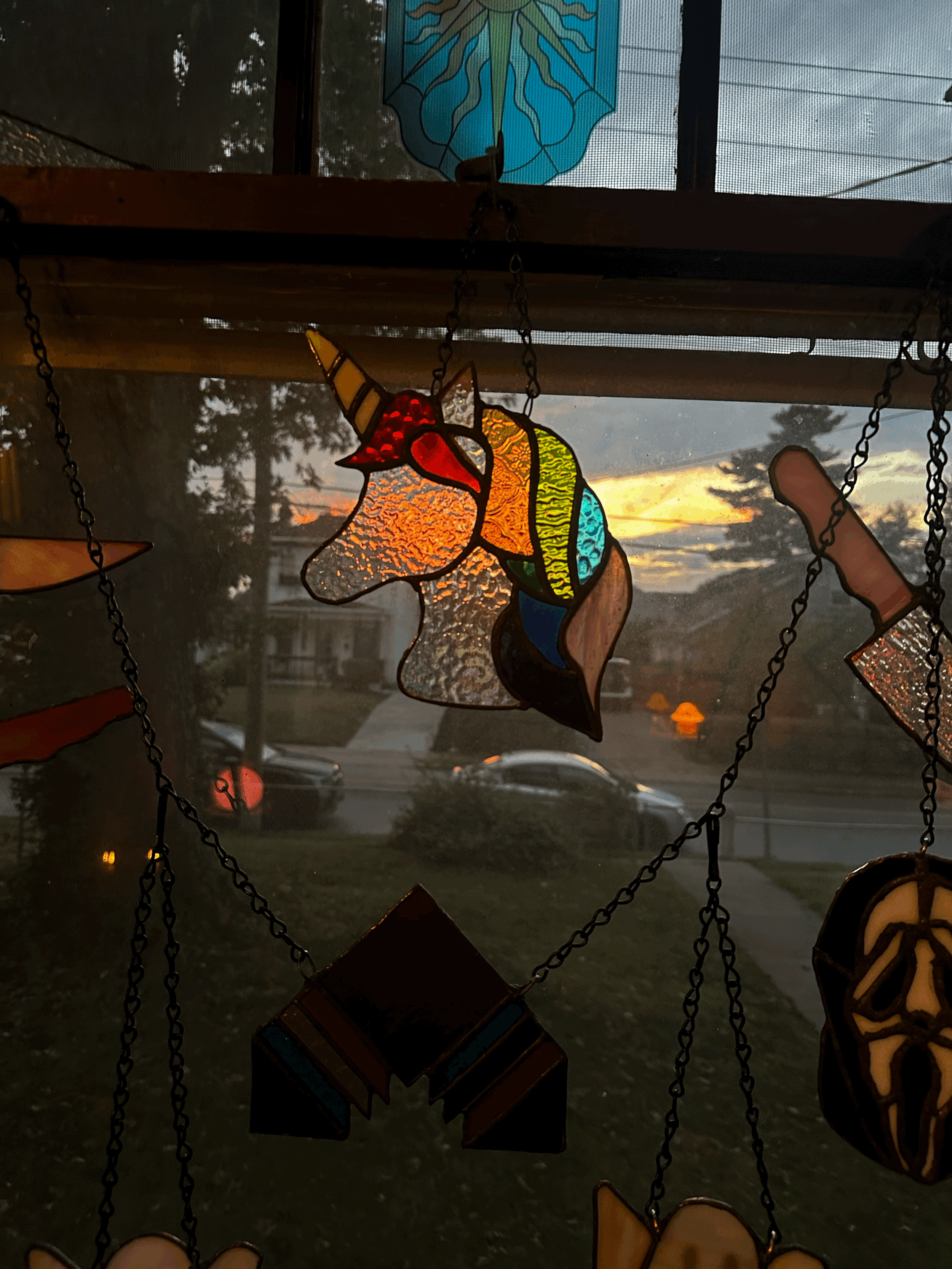Stained Glass Unicorn Suncatcher
