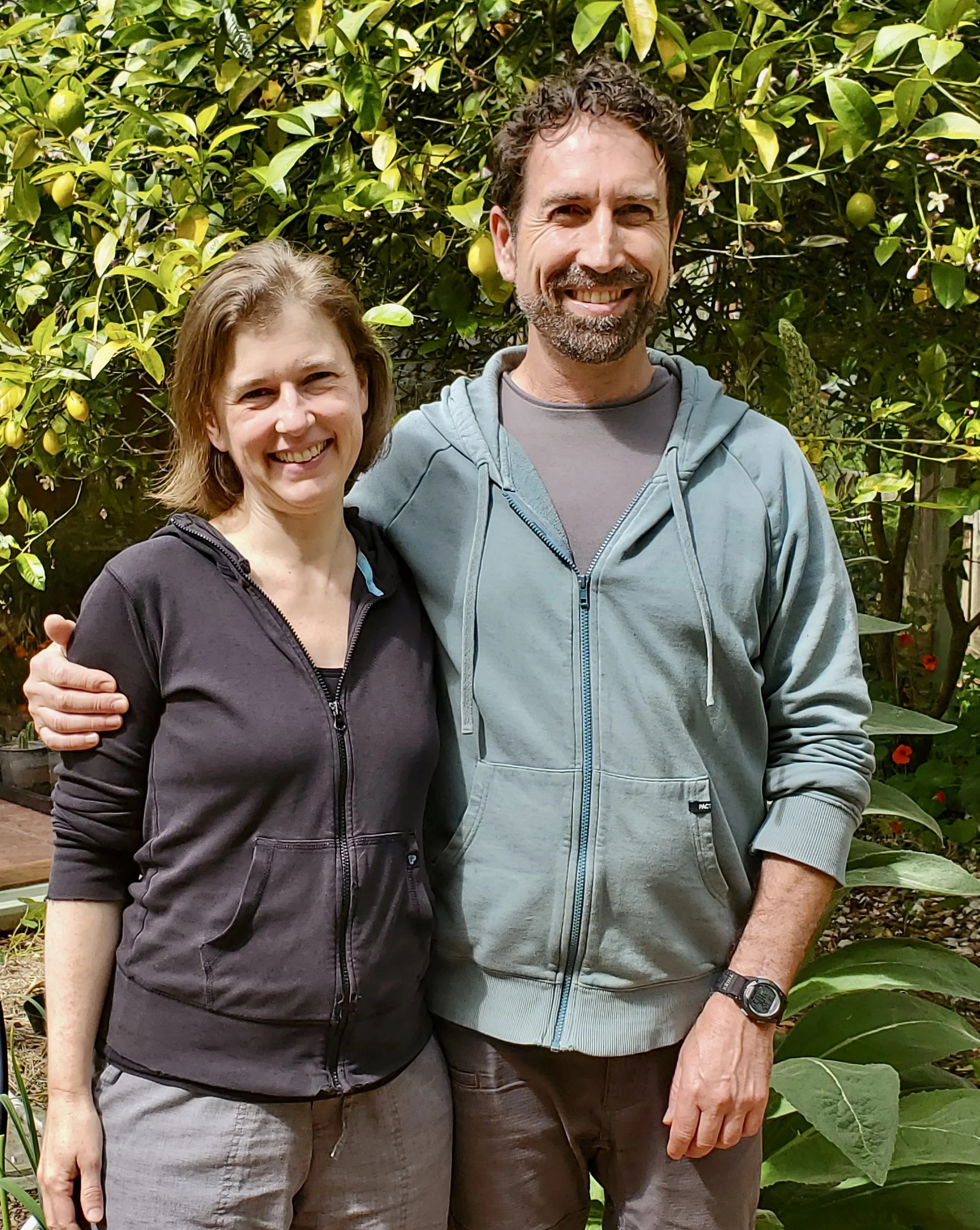 Meg & Levon, the hosts of the Humboldt Permaculture Guild's August Garden Gathering