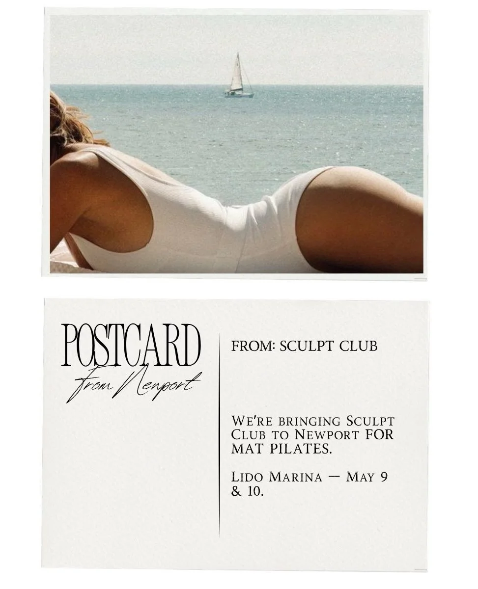 NEWPORT, are you ready? 🐚☀️

2 days of mat pilates, the SC way. May 9th and 10th.

We&rsquo;ll be at Lido Village, on the turf overlooking the marina for a hot sculpt session &mdash; alongside a lineup of partners.

Booking is NOW OPEN. Head to the 