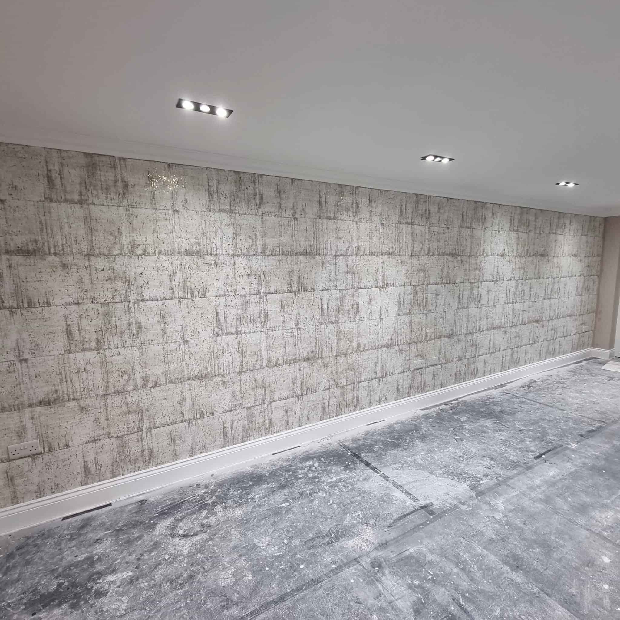 Textured feature wallpaper installation in St Albans, Hertfordshire