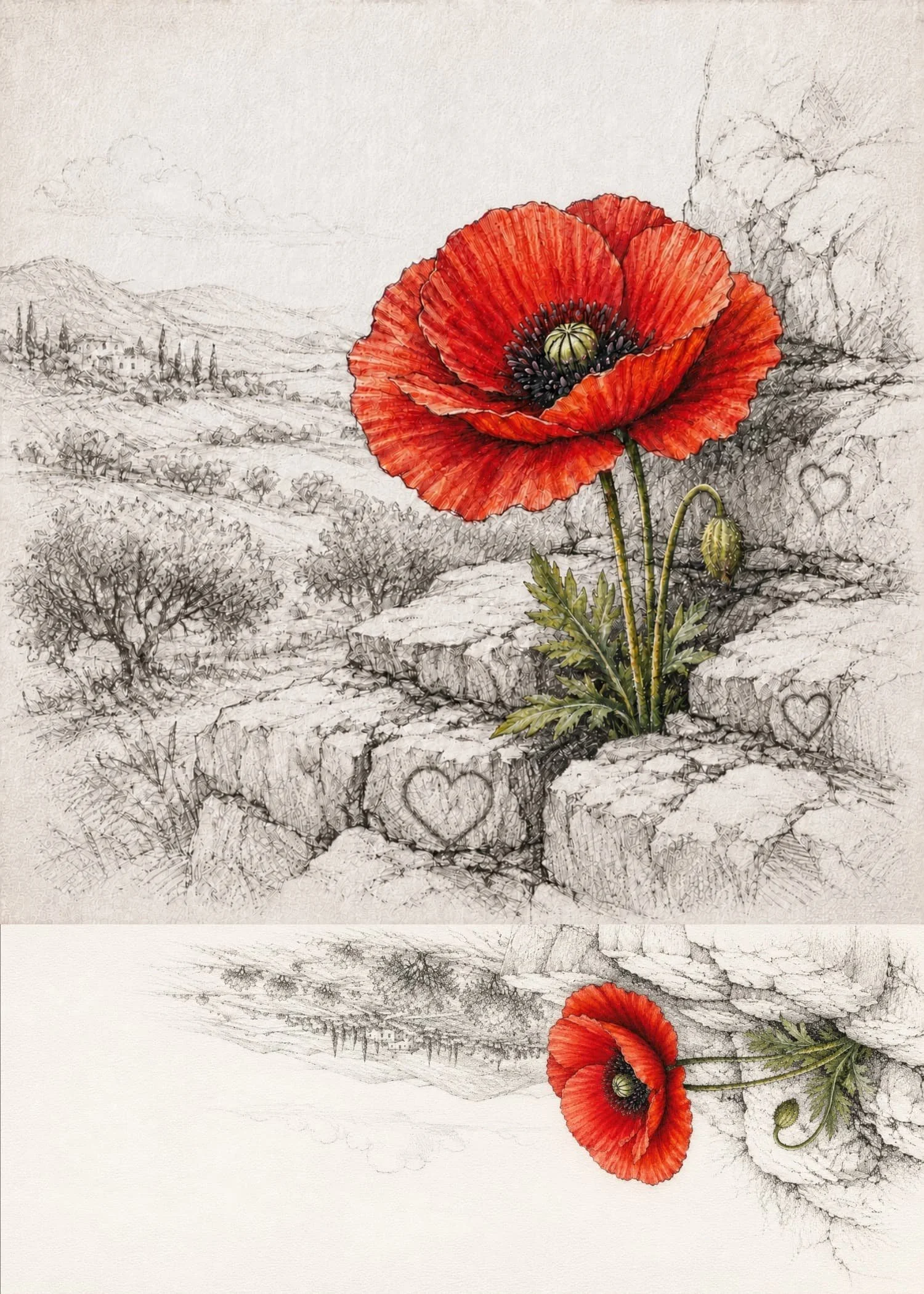 August Poppy Birth Flower Greeting Card