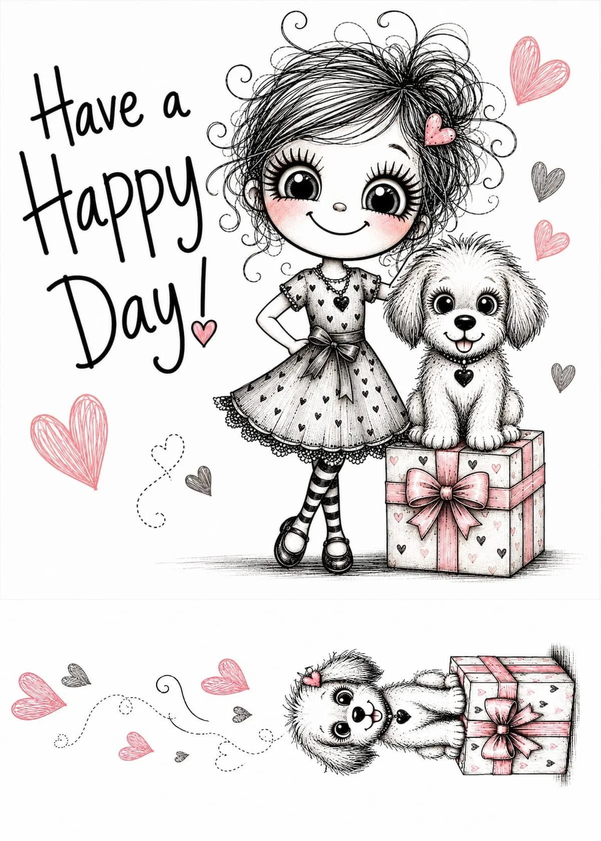 Have a Happy Day | Girl & Puppy Greeting Card