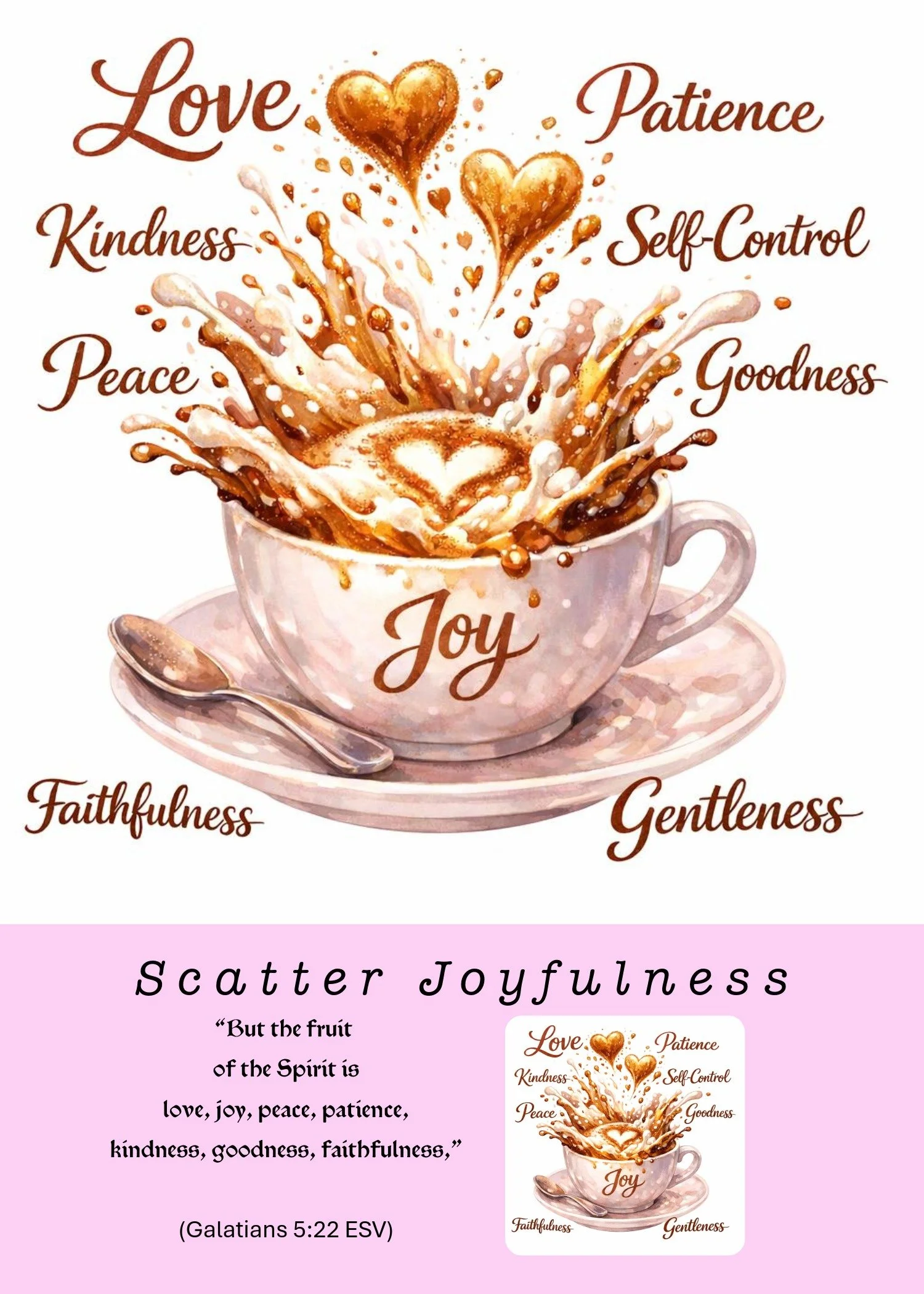 Fruit of the Spirit Coffee Cup Greeting | Scatter Joyfulness