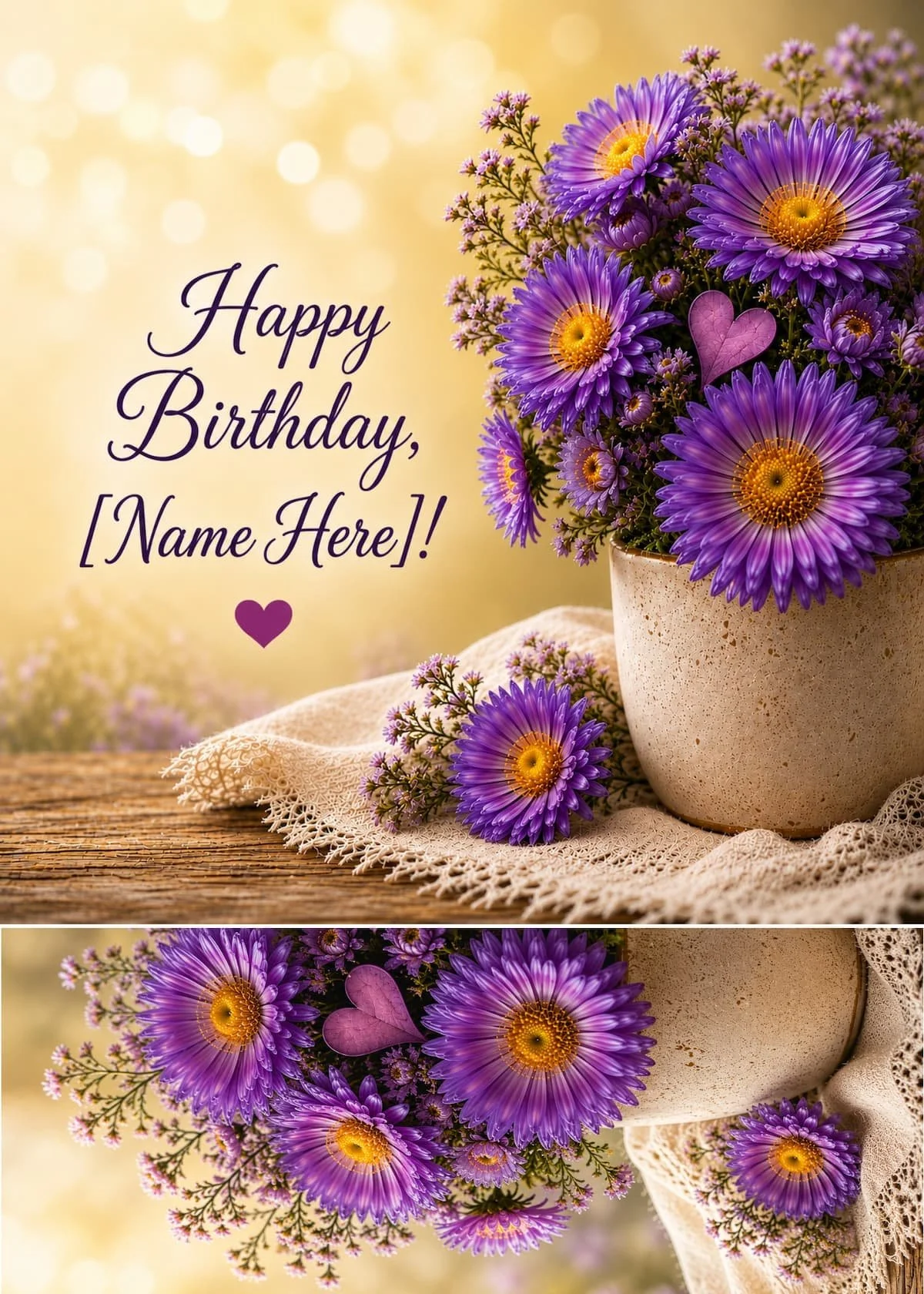 Happy Birthday Aster Greeting Card