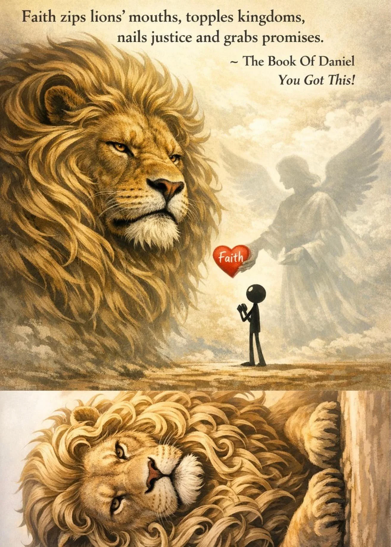 lion faith encouragement greeting card featuring majestic lion artwork and You Got This message Christian encouragement card gift Scatter Joyfulness Greetings