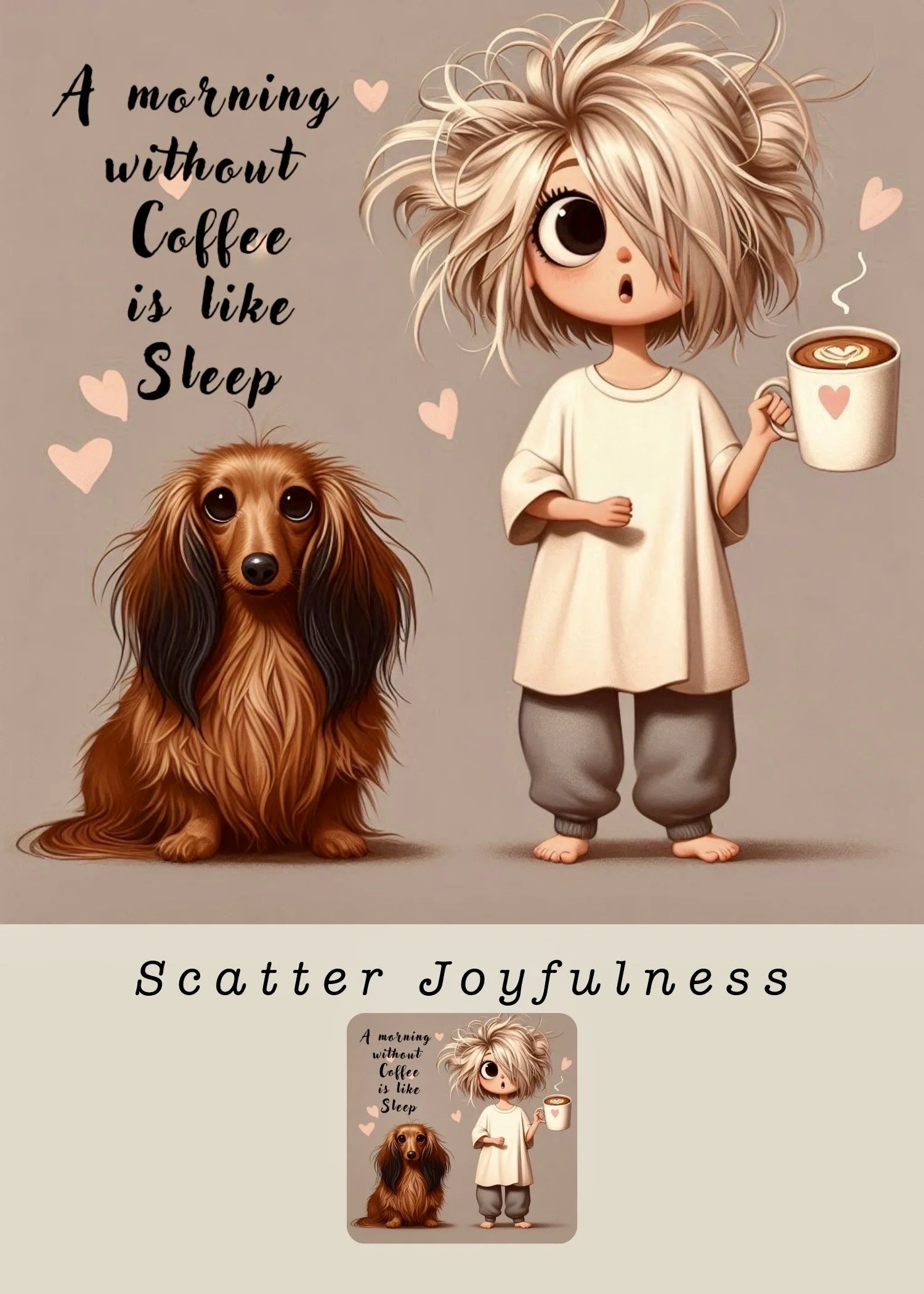 Morning Without Coffee Funny Coffee Micro Art Greeting Card Gift