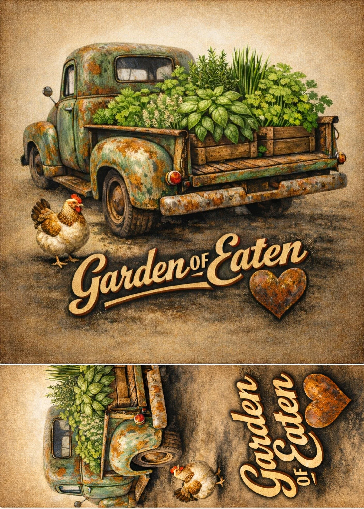 Garden of Eaten Card | Vintage Garden Truck Greeting Card | Whimsical Gardening Gift | Micro Art Greeting Card Gift