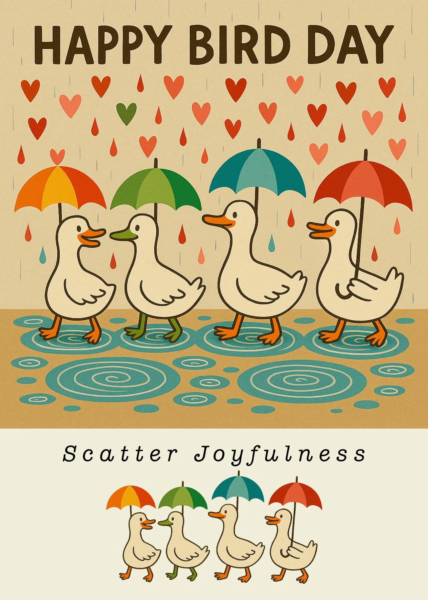 Happy Birthday Ducks with Umbrellas