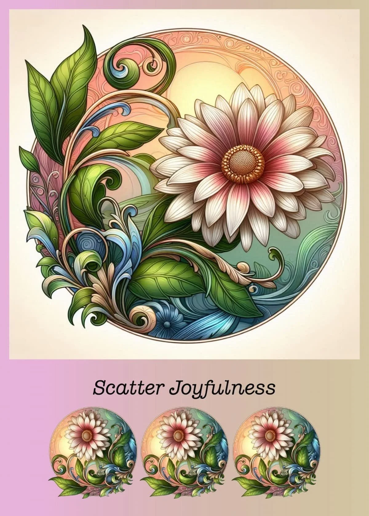 Floral micro art greeting card gift by Scatter Joyfulness, a small keepsake designed to display, frame, or use as a bookmark