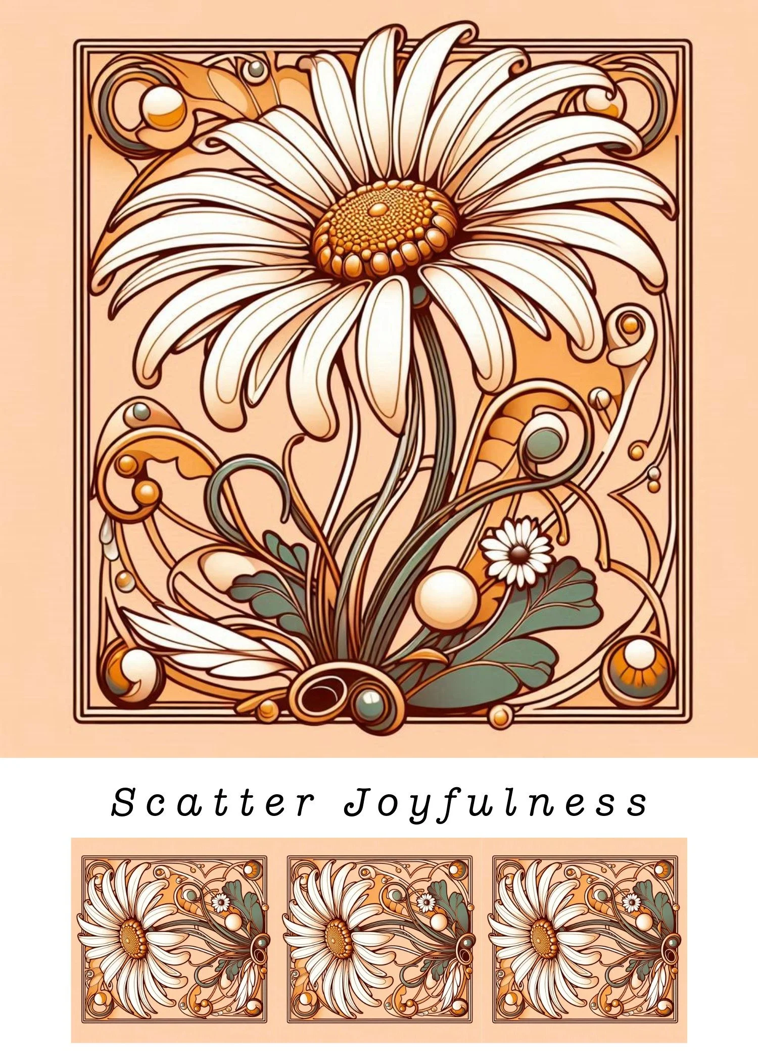 Daisy In Art Deco Greeting Card | Blank Daisy Card