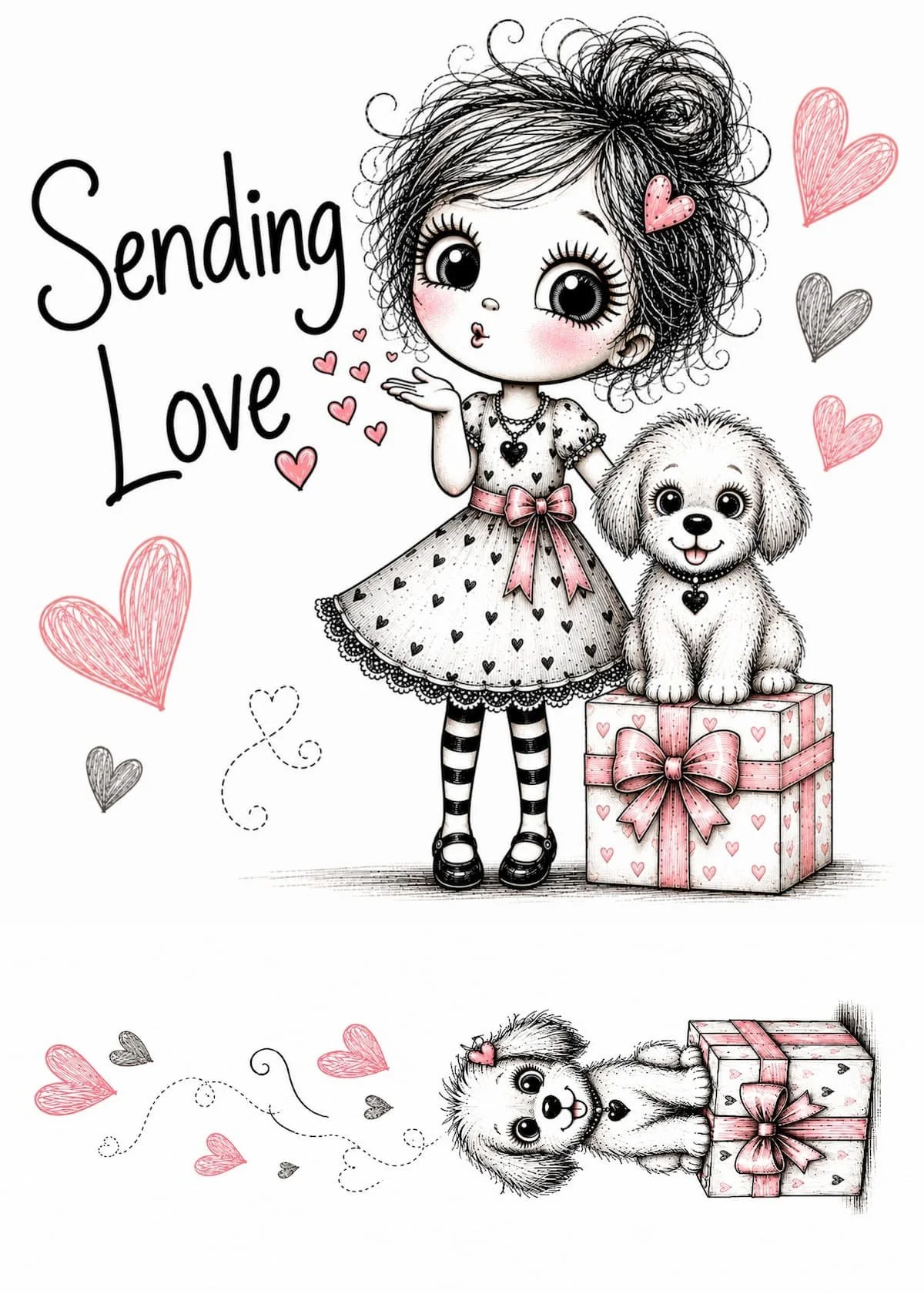 Sending Love | Girl & Puppy Greeting Card