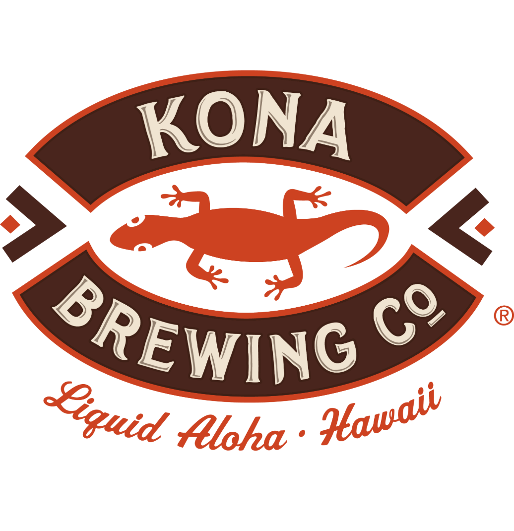 Logo of Kona Brewing Co., a brewery in Hawaii, featuring a lobster and the phrase 'Brewed in Hawaii'.