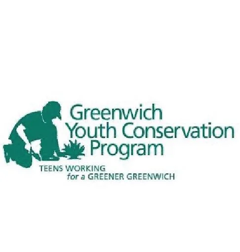Logo of Greenville Youth Conservation Program featuring a person planting a seedling with text 'Greenville Youth Conservation Program' and slogan 'Teens working for a greener Greenville'.