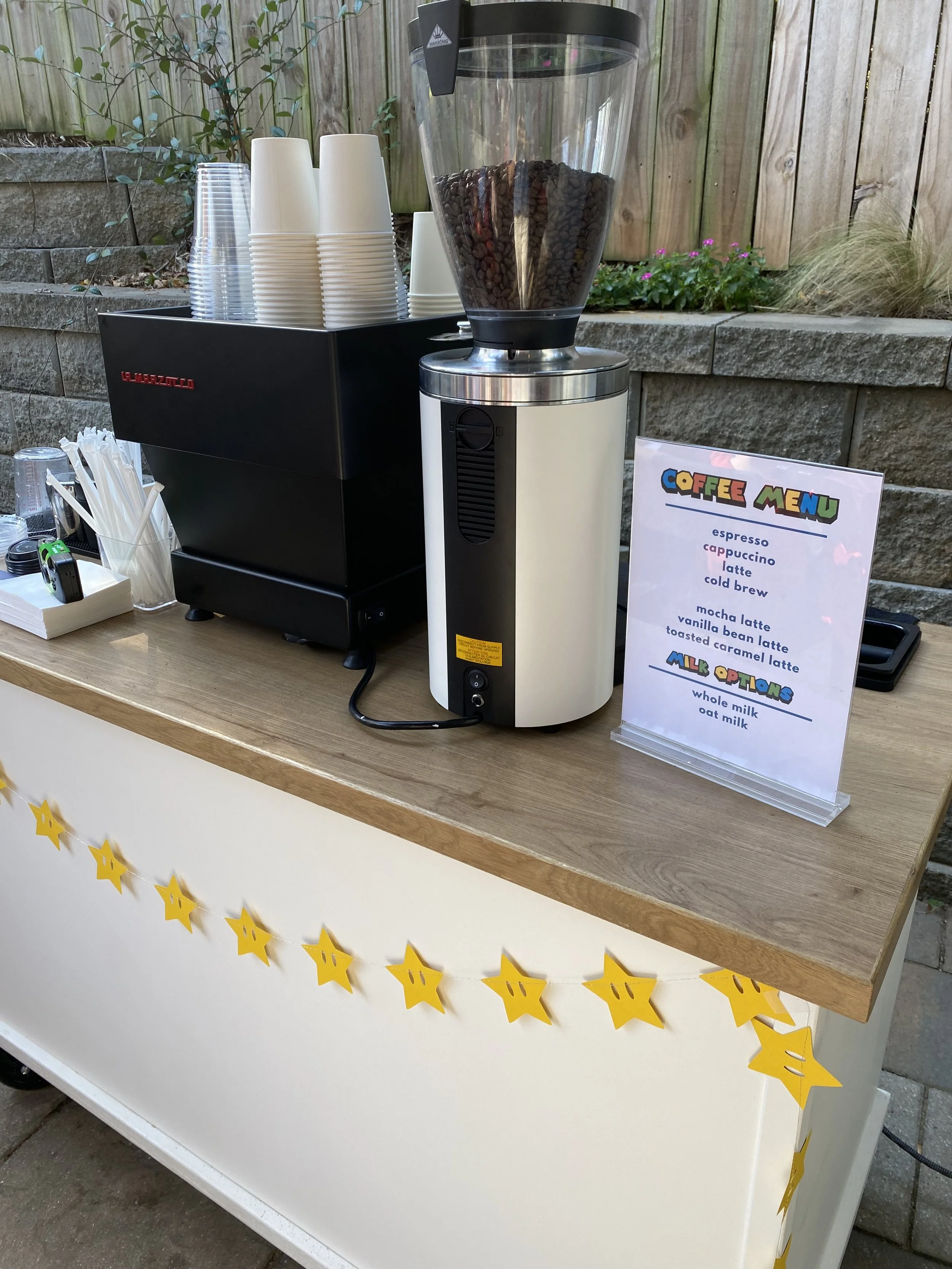 custom mario party themed coffee catering cart for birthday party