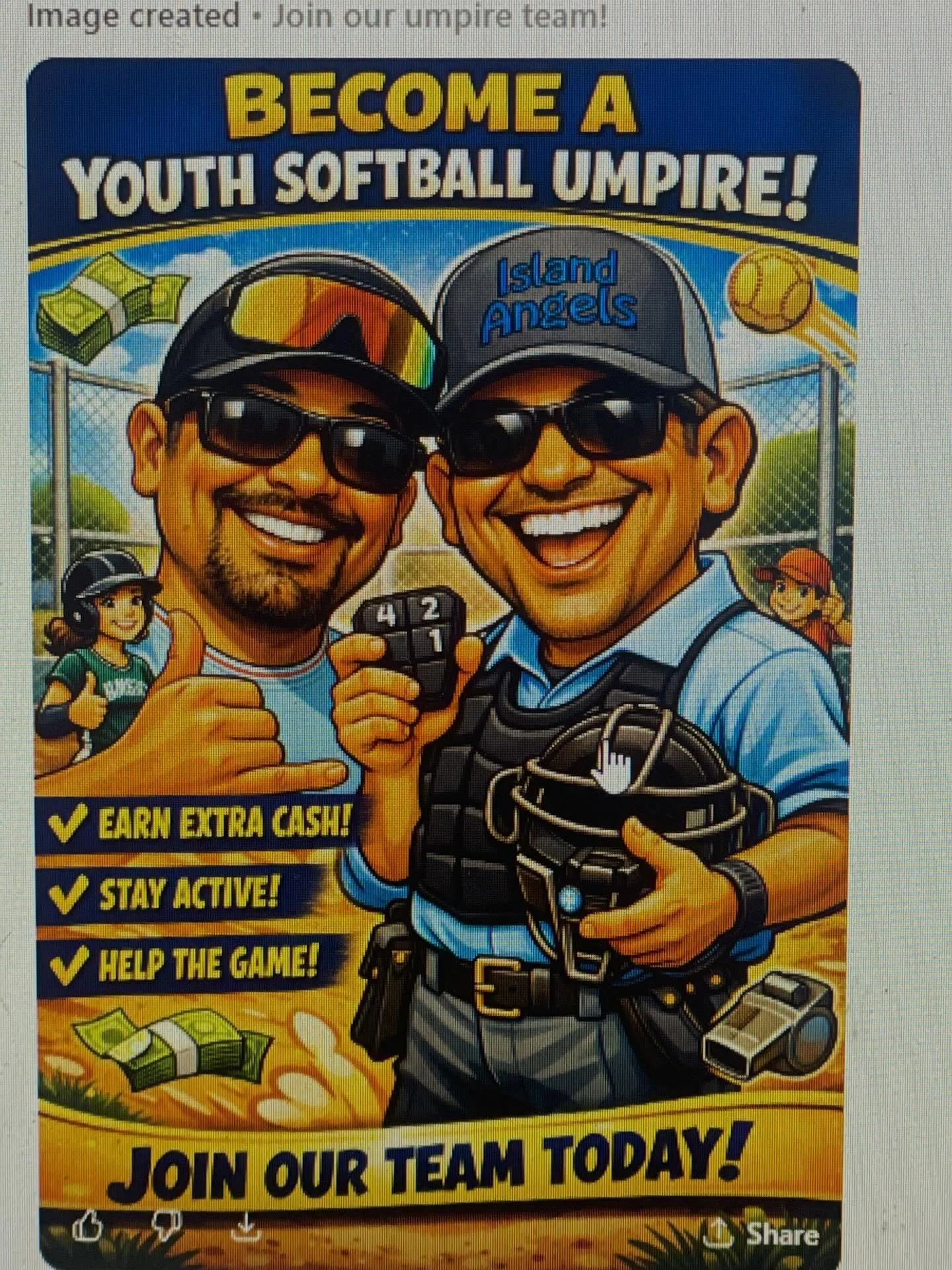 Looking for some extra $$&hellip;💲💲
Enjoy the game of softball&hellip;🥎🥎🥎 
Come be an umpire with our #UnitedBySoftball Hawaii krew. No reg or insurance fees&hellip;

Training:
Sunday, February 22, 2026
Sand Island Softball Complex
1:30 p.m.
 
#