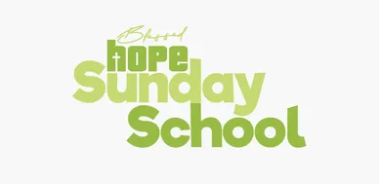 Graphic design for Bright Hope Sunday School featuring green text and logo