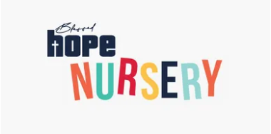 Colorful text spelling out 'Hope Nursery' with a small signature above the word 'Hope'.