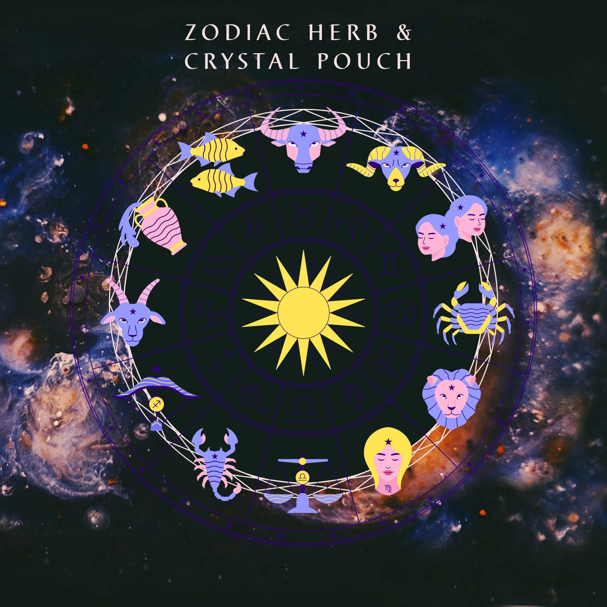 Zodiac Herb & Crystal Pouch — Choose Your Sign