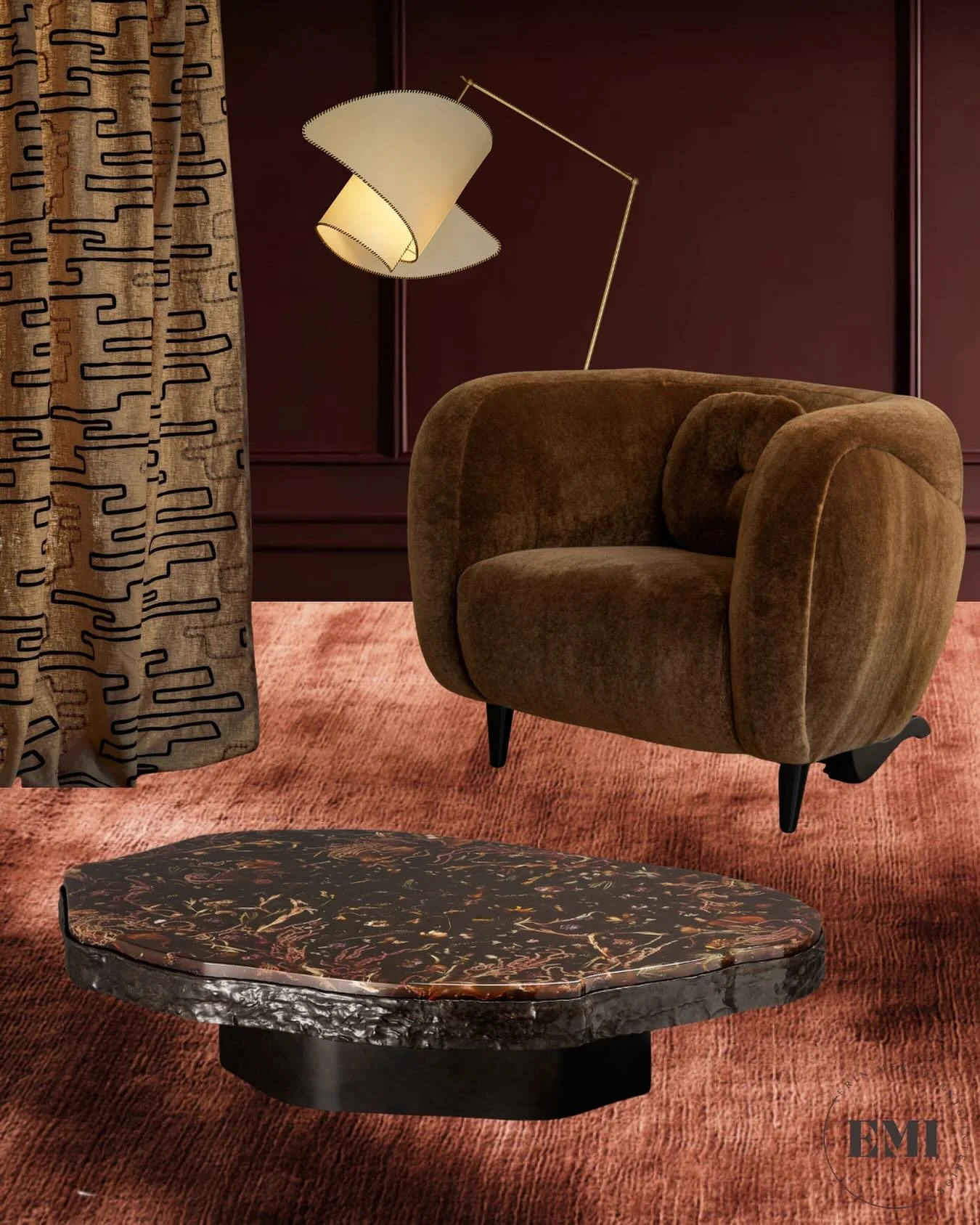 Moody, sculptural, and enveloping. 

#carlomollino #marcinrusak #pierreaugustintrose #elitis #therugcompany #moodyinteriors #luxuryinteriors #interiordesignmoodboard #warmmodernism #sculpturalfurniture #designinspiration #modernluxury #artfulinterior
