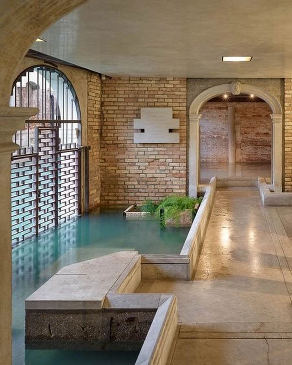 These stairs are stuck in my head today&hellip; Fondazione Querini Stampalia. Renovated by Carlo Scarpa with intuitive and poetic elements that just make sense. The stone levels welcome the changing tides of the canal; leaving marks of time and place