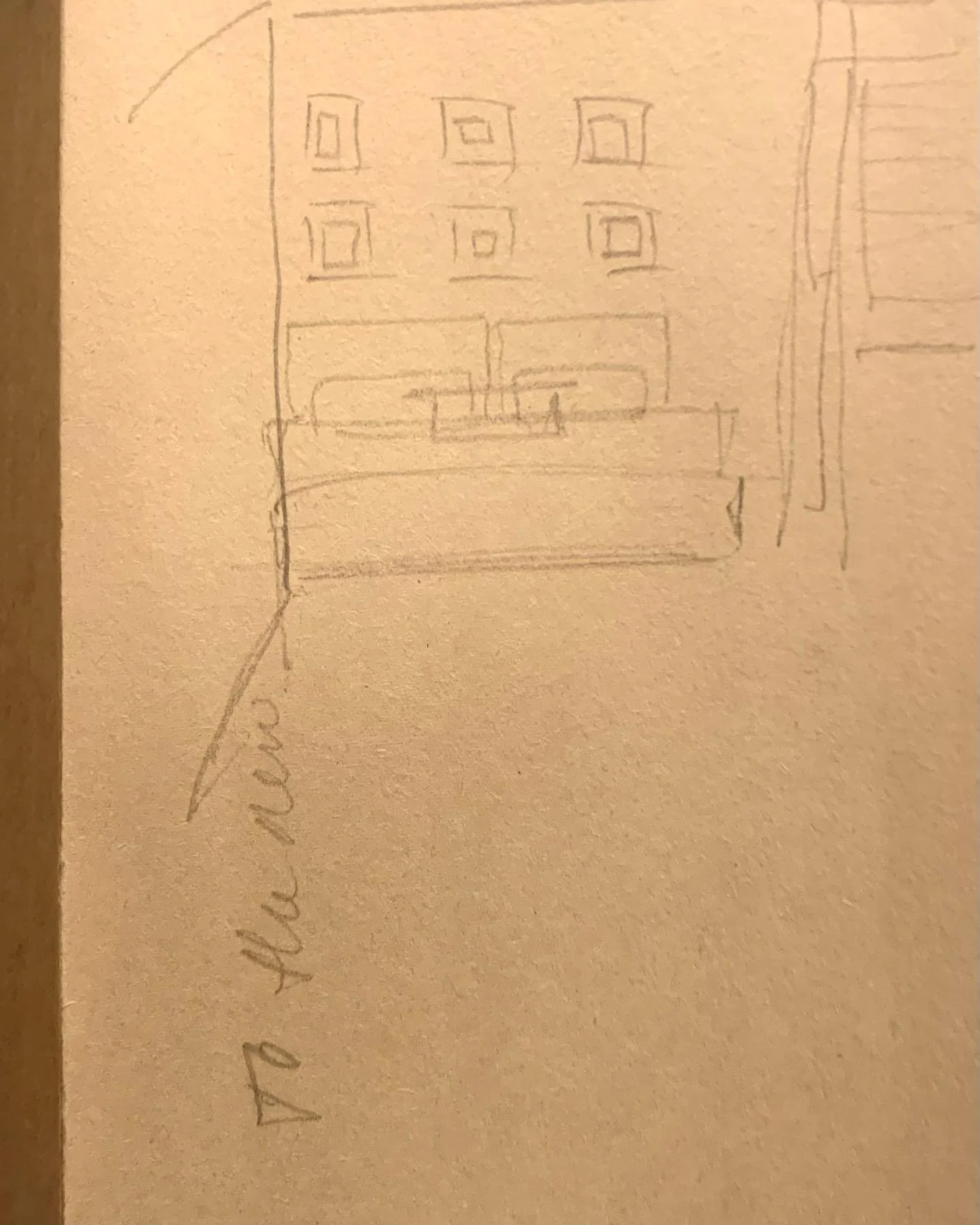 Several years after my grandpa passed, my grandma let me rummage through his old belongings and take anything. I left with his old wooden library chair and a sketchbook. The pages were empty except for the first.. with a sketch of a made bed in the c
