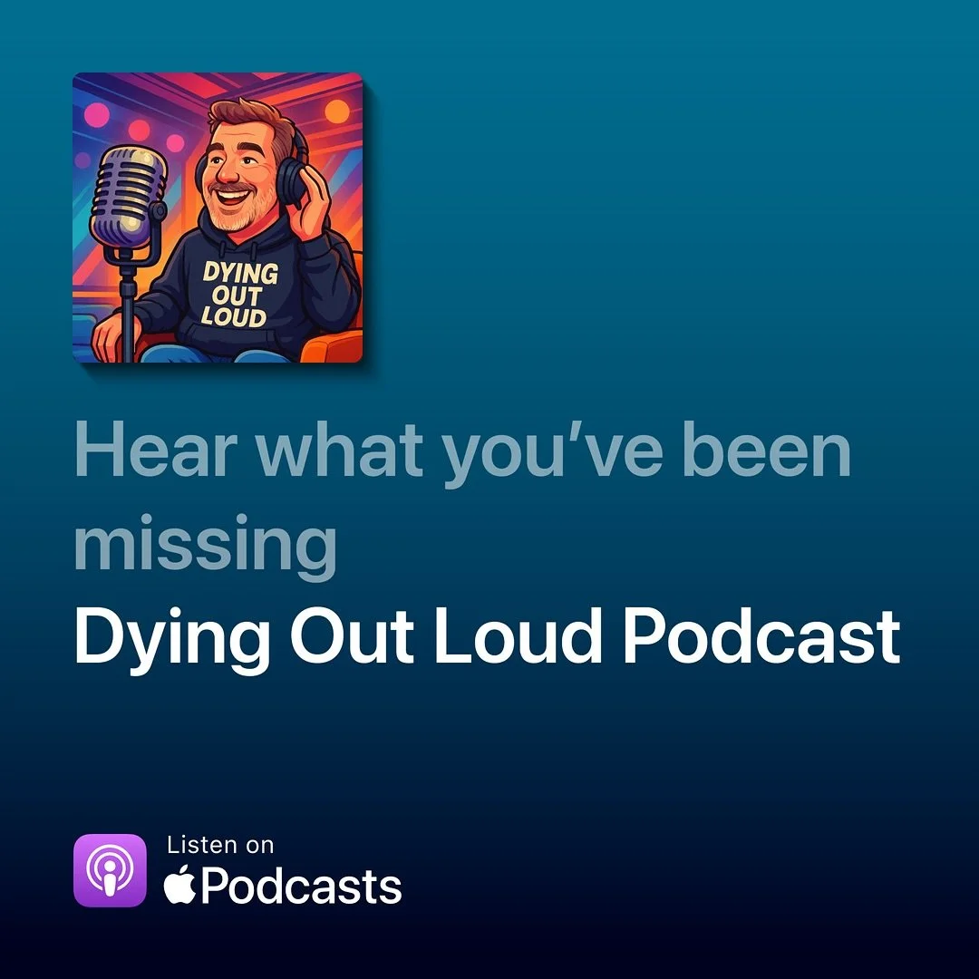 We've got a new episode! Dying Out Loud Podcast is now streaming on Apple Podcast and everywhere podcasts are found. Watch the video version on our website. #dyingoutloudpodcast #podcastshow #mentalhealth #cancerjourney #family