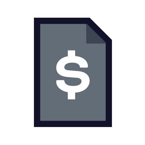 Icon of a document with a dollar sign in the center.