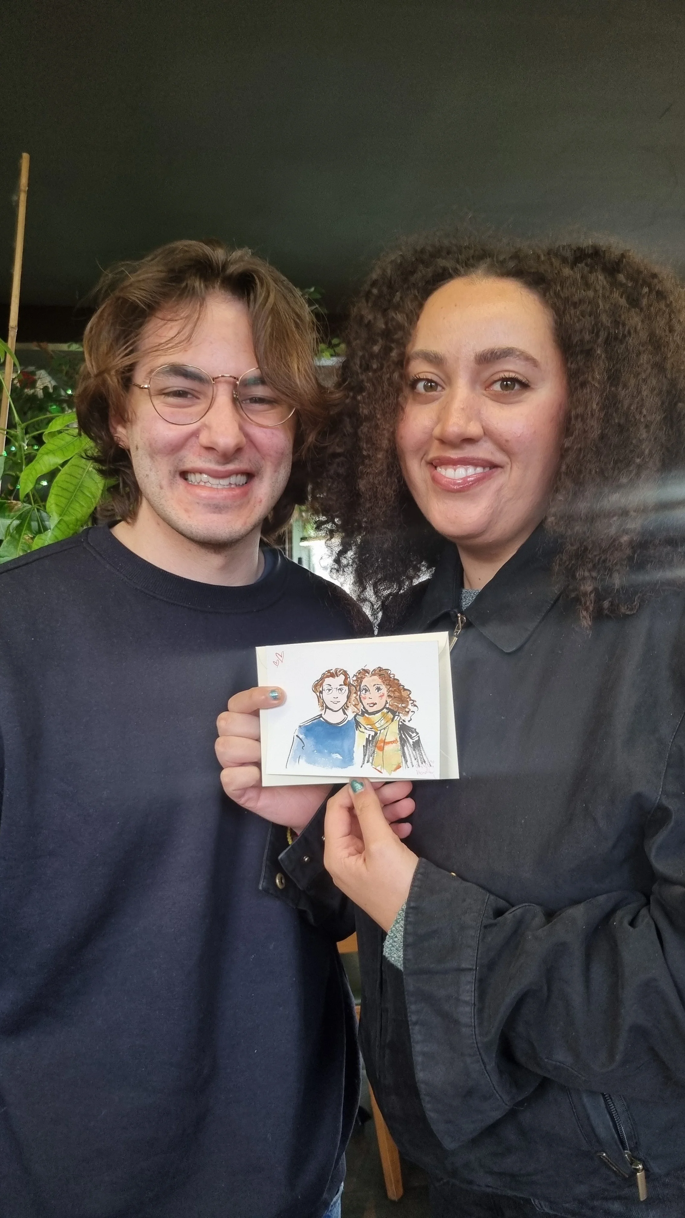 Couple's live event portrait by Jahdai Headley Cardiff Based Illustrator