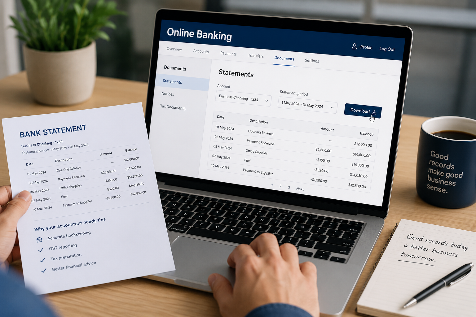 A Simple Guide to Downloading Your Bank Statements for Your Accountant