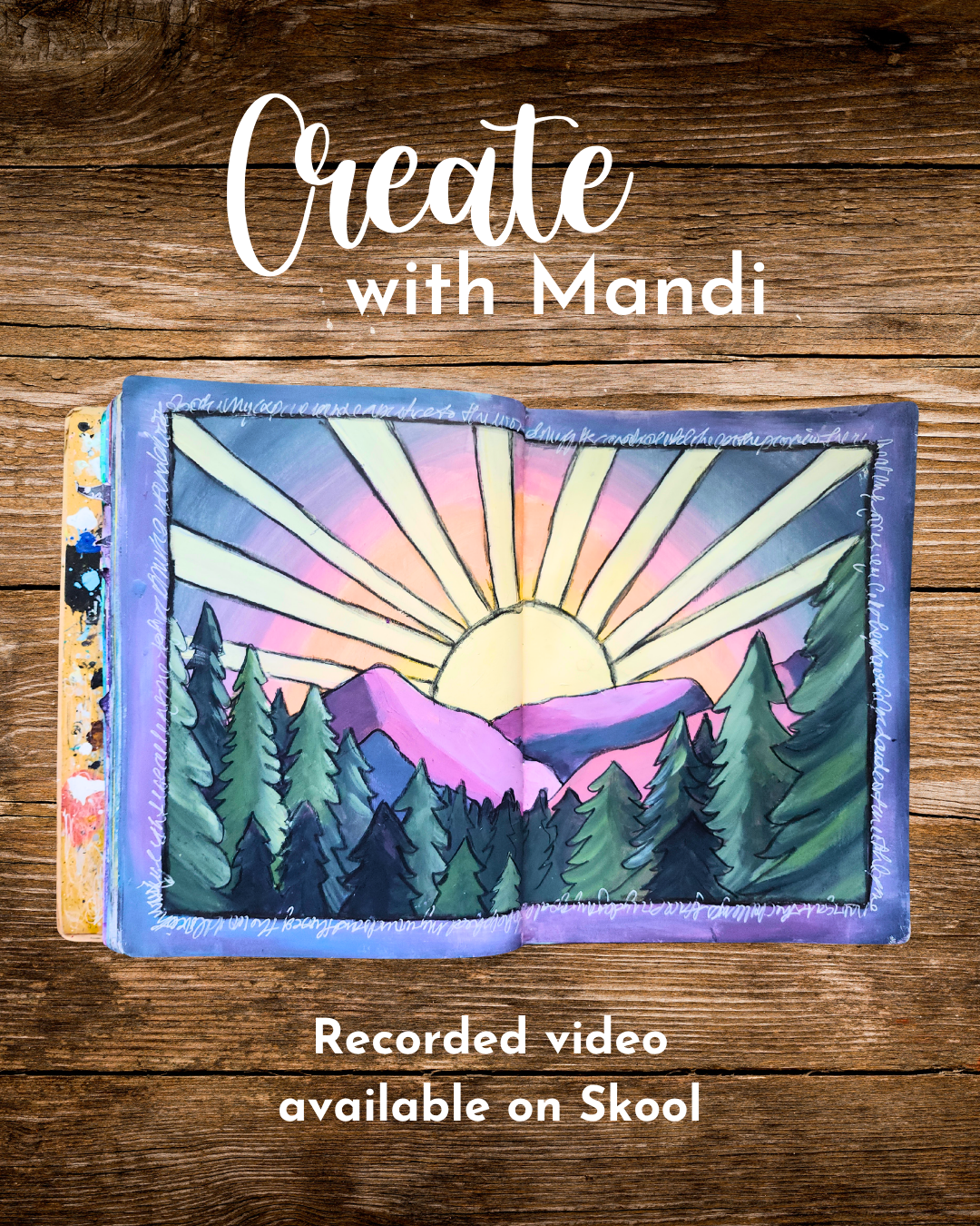 A beautiful summer solstice sunset with mountains and trees, and journaling what we need or want to call into our lives.