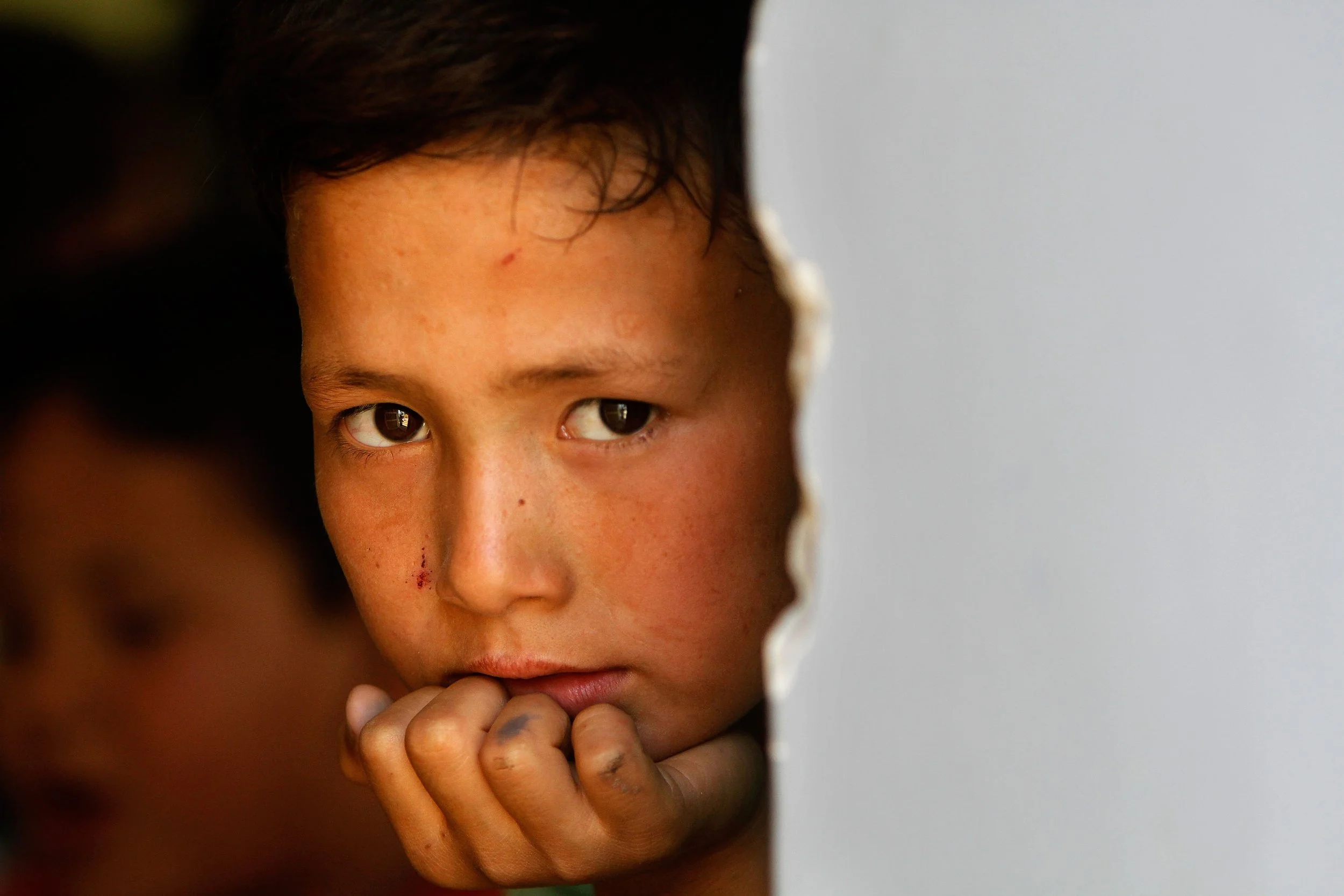 An Afghan student at a German-built school in Maser-e-Sharif, Balkh province, Afghanistan.