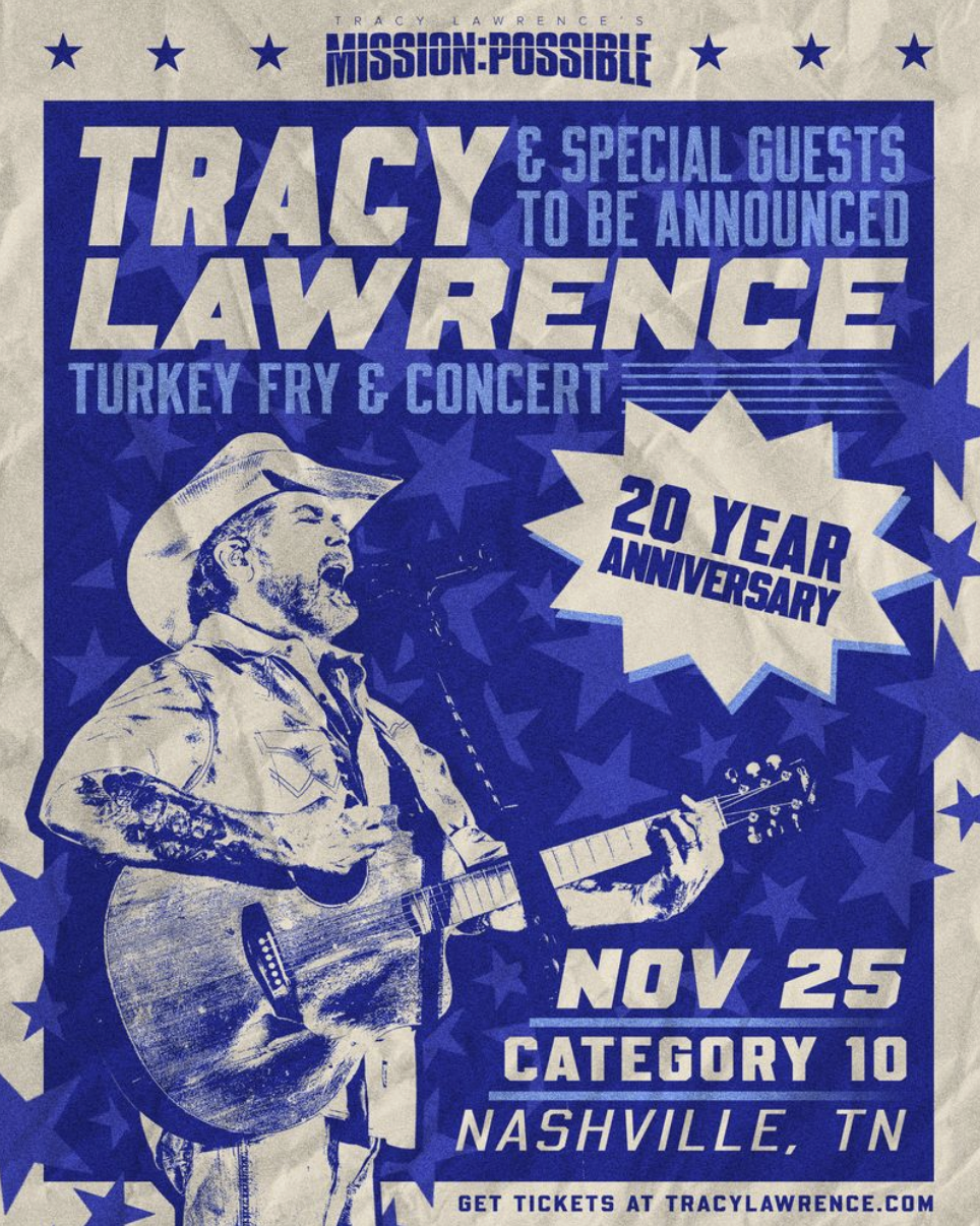 TRACY LAWRENCE ANNOUNCES 20TH ANNIVERSARY OF MISSION:POSSIBLE TURKEY FRY AND BENEFIT CONCERT; LAUNCHES NEW SEASONING, AVAILABLE NOW
