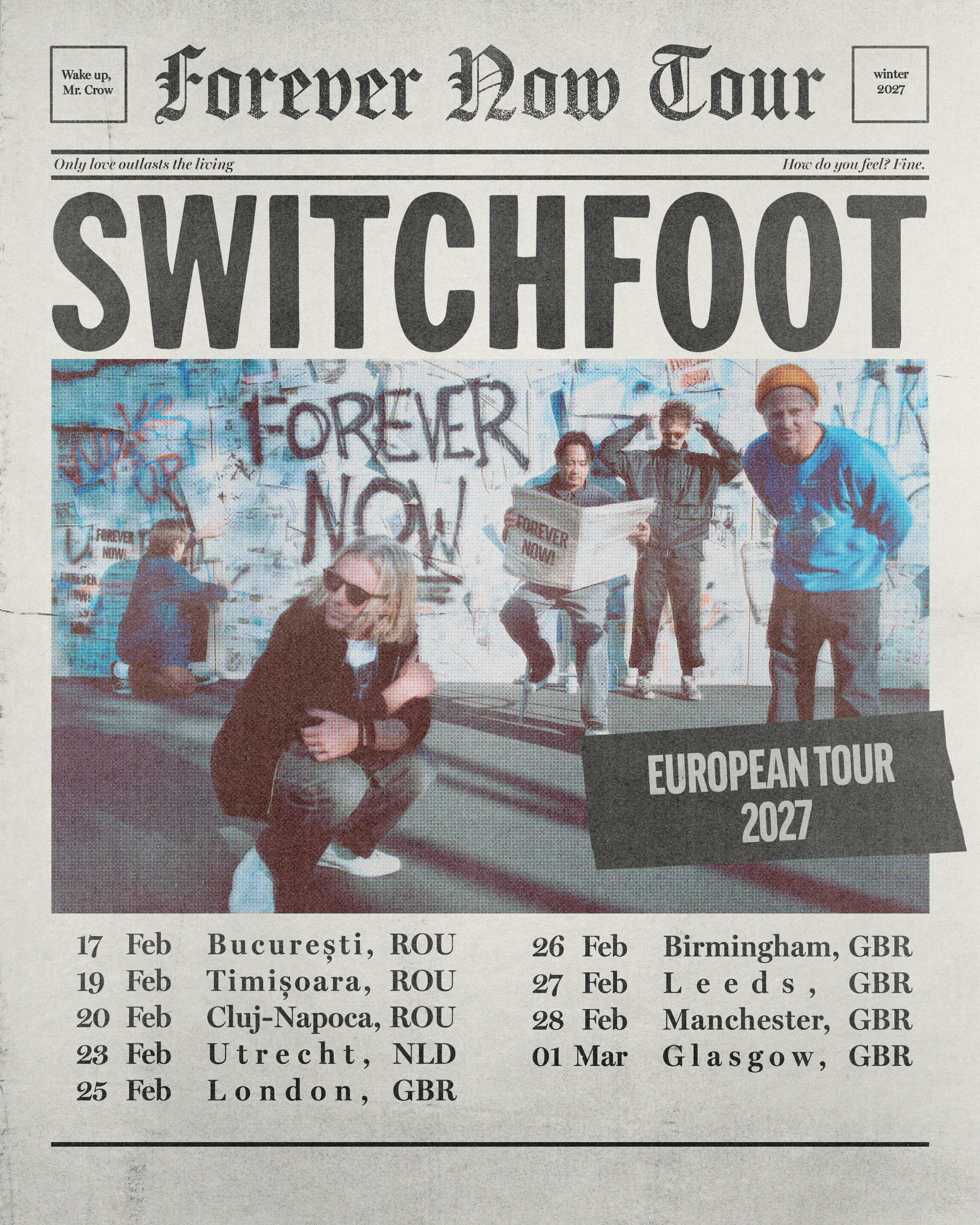 GRAMMY-WINNING ROCK BAND SWITCHFOOT EXTENDS FOREVER NOW TOUR INTERNATIONALLY WITH 2027 EUROPEAN DATES