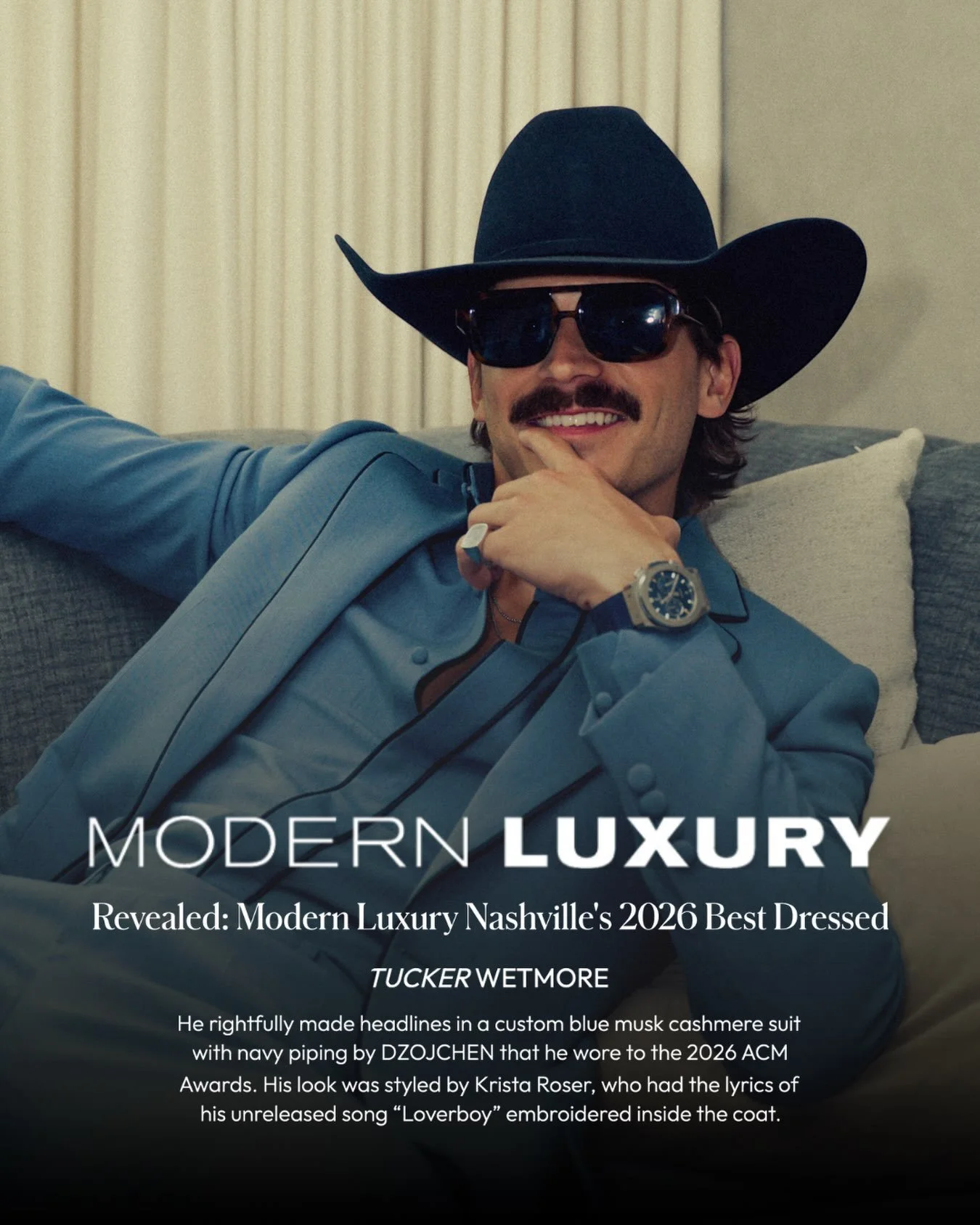 Tucker Wetmore earns a spot on Modern Luxury Nashville&rsquo;s 2026 Best Dressed list🔥