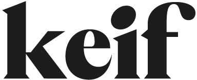 Logotipo negro con la palabra 'keif' en letras minúsculas.