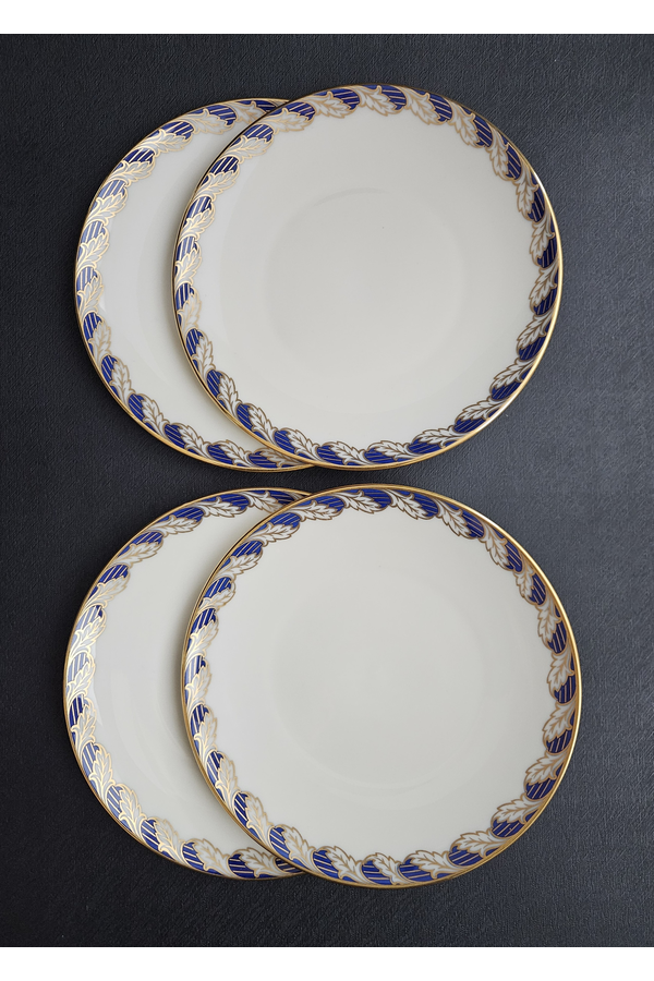 Lenox Ovington's Royal Cobalt Blue Cream Soup Bowls and Underplates - Set of 4244.png