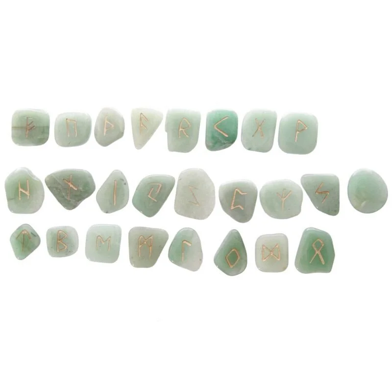 Set de 25 Pierre runique Aventurine verte