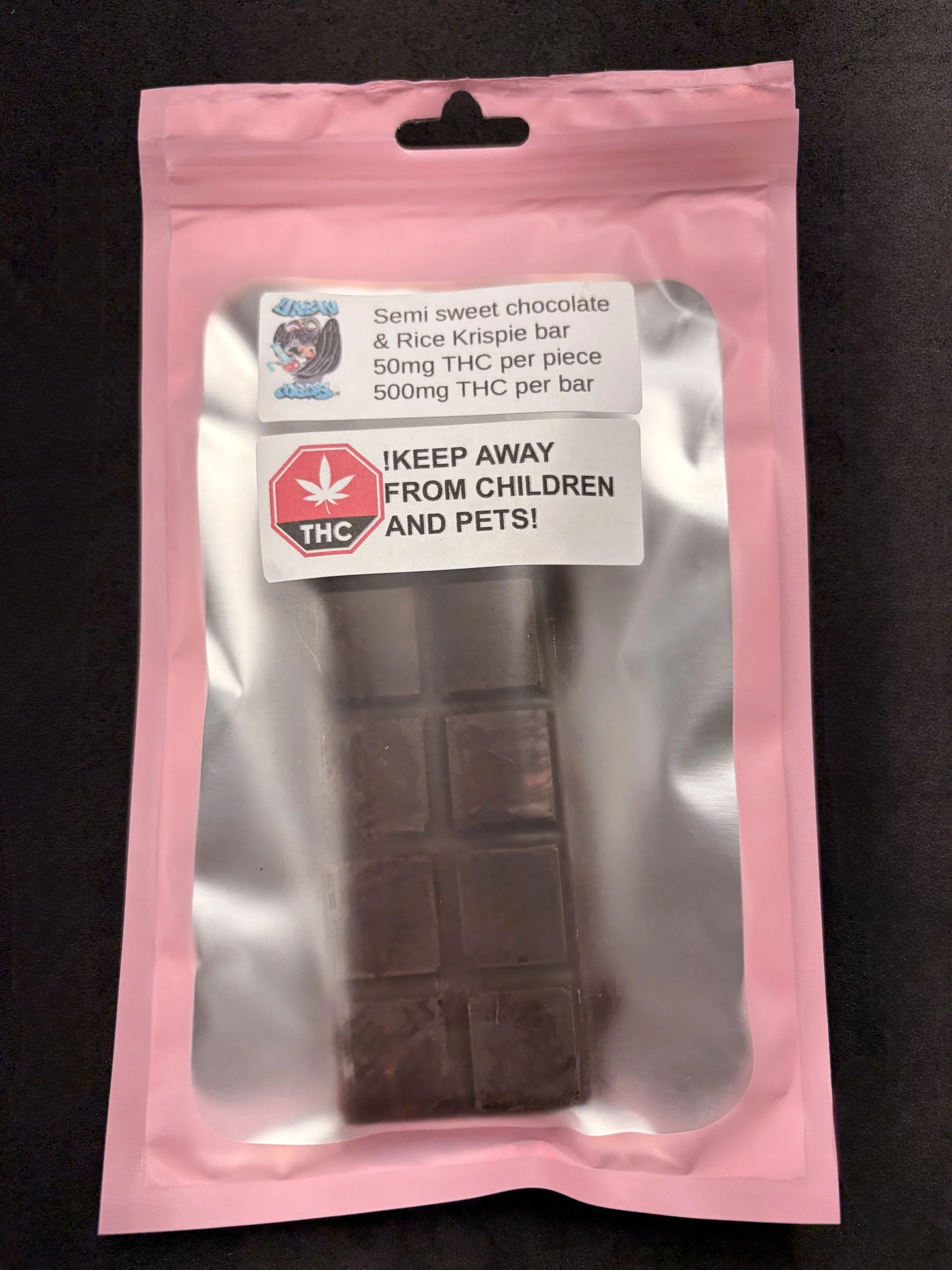 500mg THC Krispie crunch chocolate bar