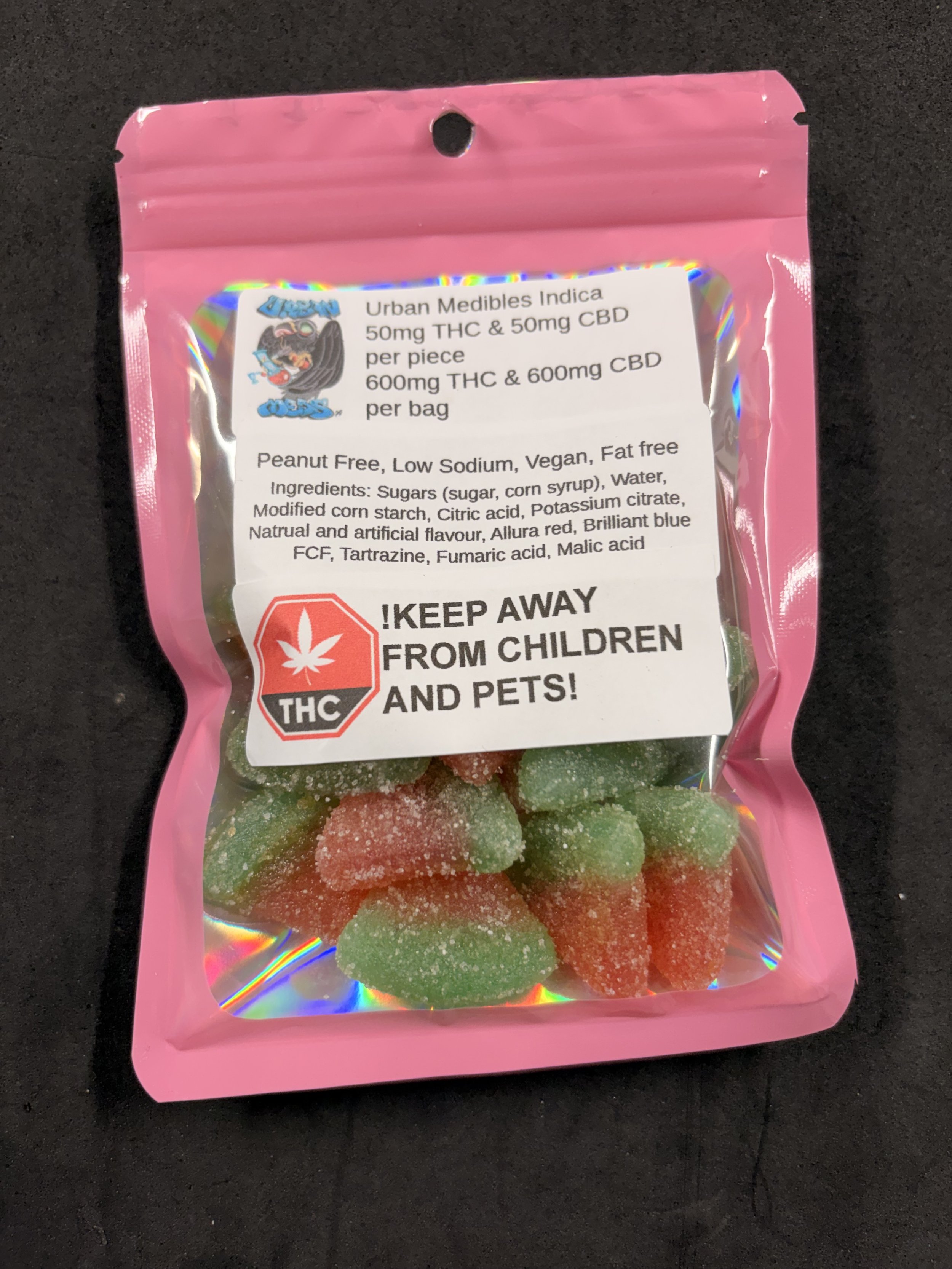 THC and CBD 1:1 600mg gummy pack