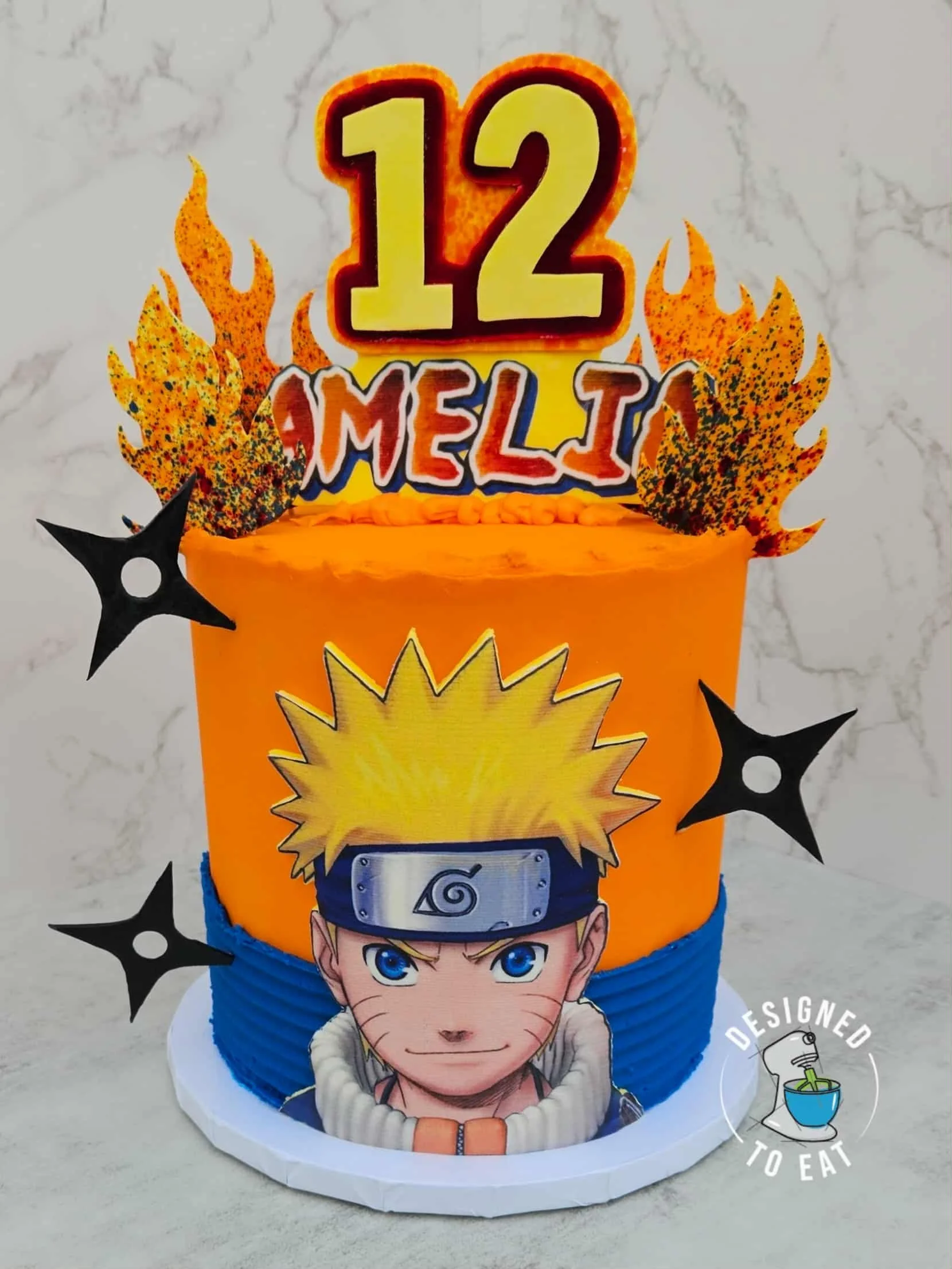 Orange and blue character cake