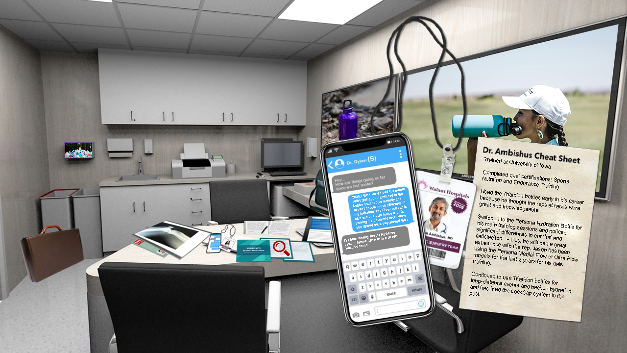 An example of what a clue looked like. There were 7 clues in each of the 16 rooms that I designed and scripted. All company identifying info has been removed along with the industry context.