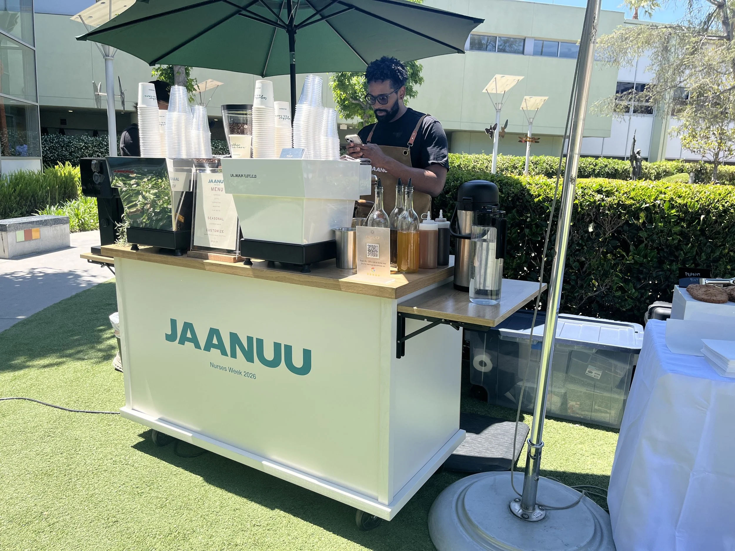 

Pulo Coffee mobile coffee cart at Jaanuu Brand Activation event in Los Angeles
