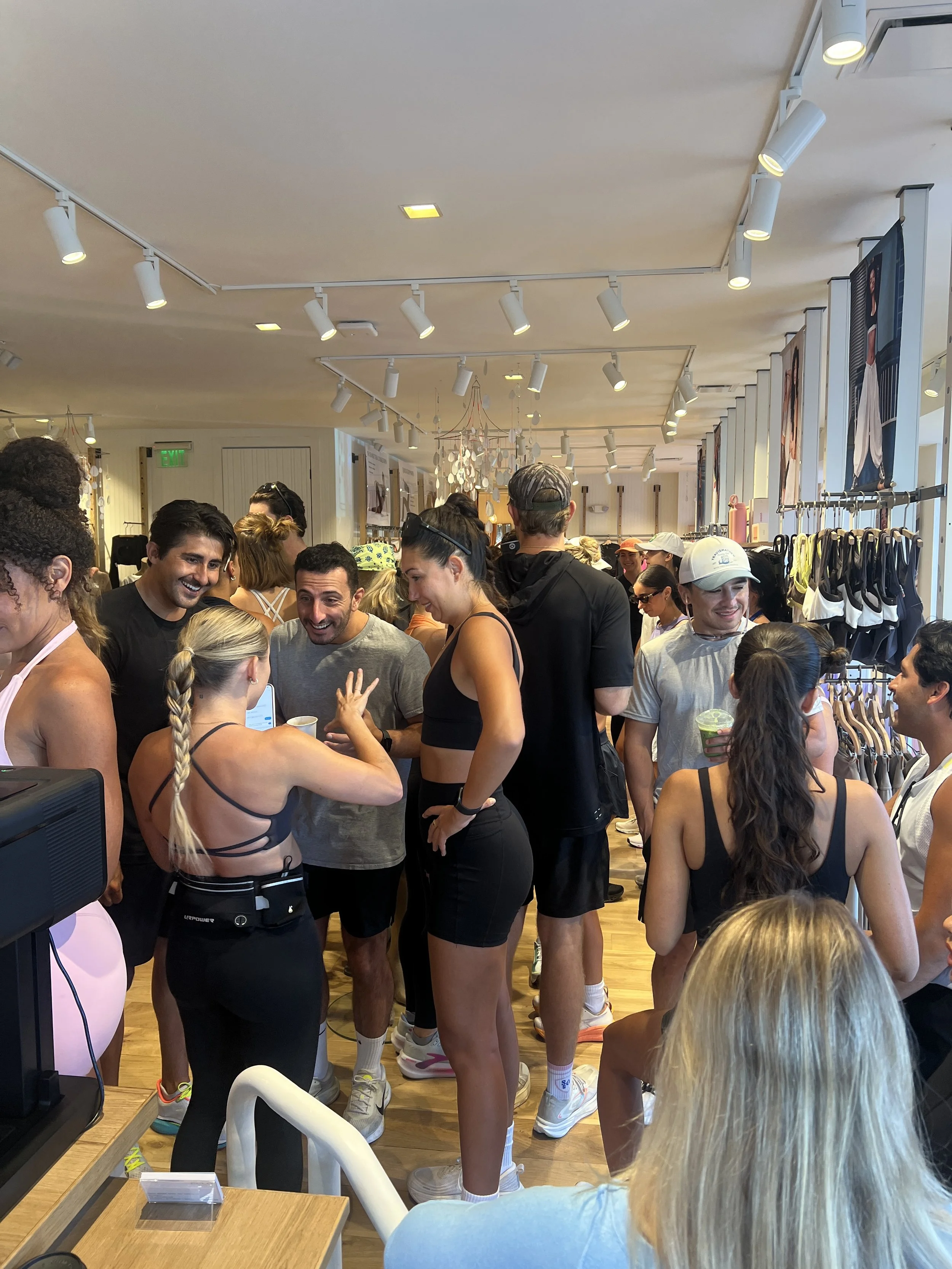 Crowd of guests at FP Movement retail brand activation served by Pulo Coffee mobile espresso bar in Los Angeles