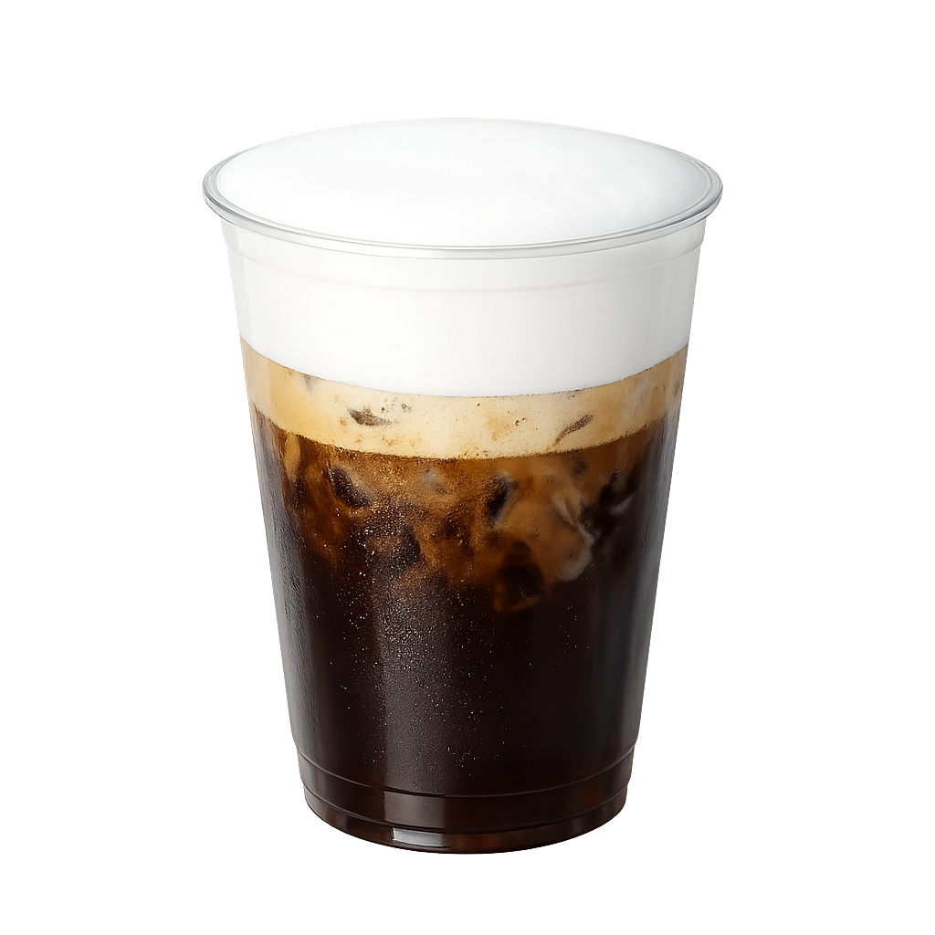 Freddo cappuccino with iced espresso and thick white foam served by a specialty coffee cart in Los Angeles