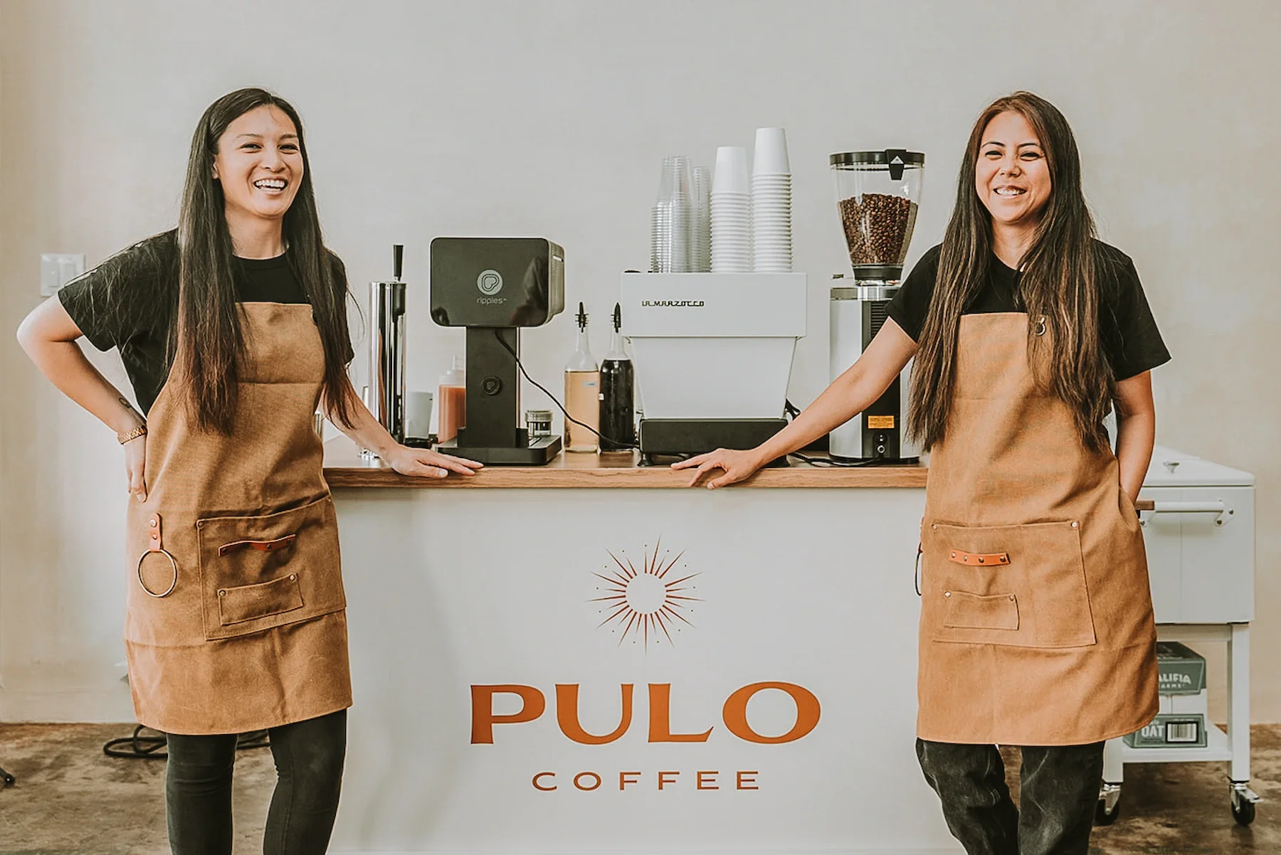 Custom Branded Coffee Cart & Mobile Espresso Bar Lattes Cappuccinos Los Angeles Coffee Catering for Wedding events in California Mobile Event Baristas