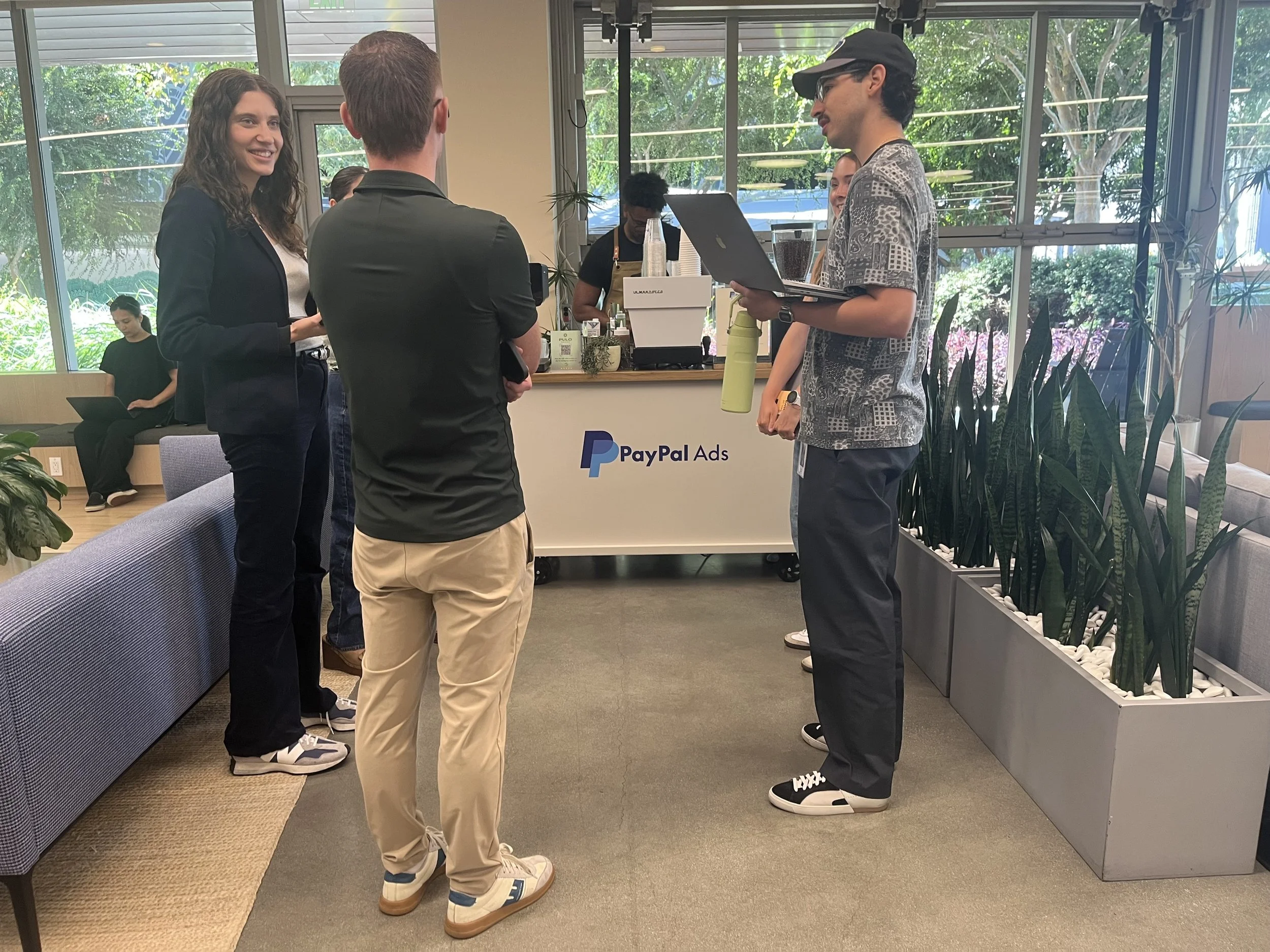 PayPal Ads branded coffee cart at client entertainment event in Playa Vista Los Angeles by Pulo Coffee