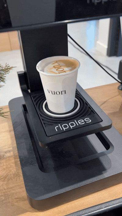 Logo latte art printer creating custom branded drinks for an experiential marketing activation