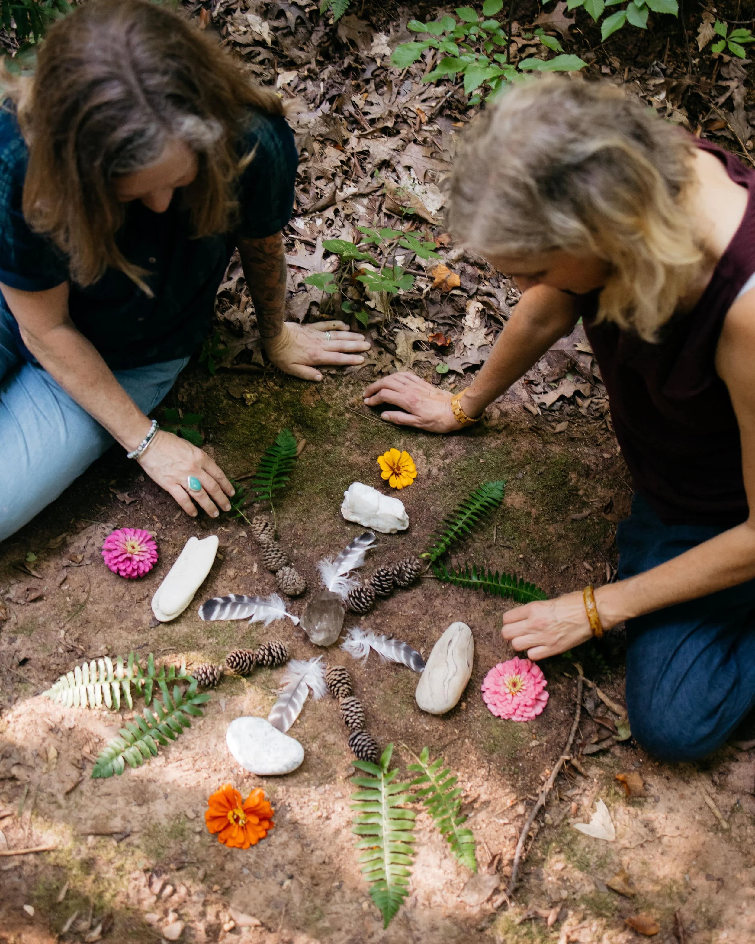 Two people at Forest Therapy Guide Certification retreat