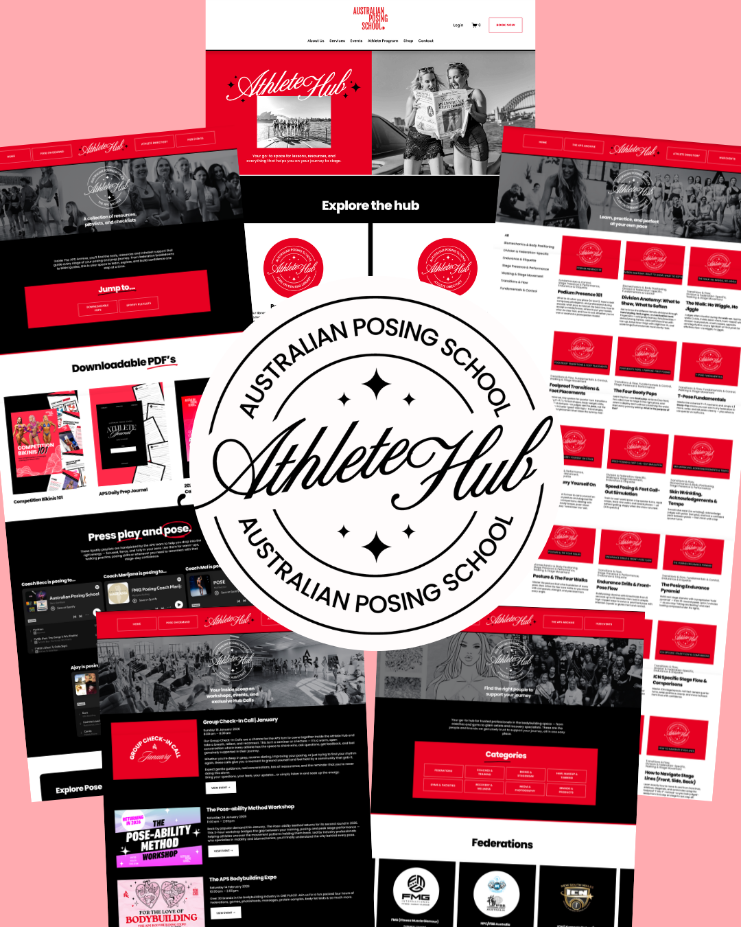 Athlete hub logo and webpages